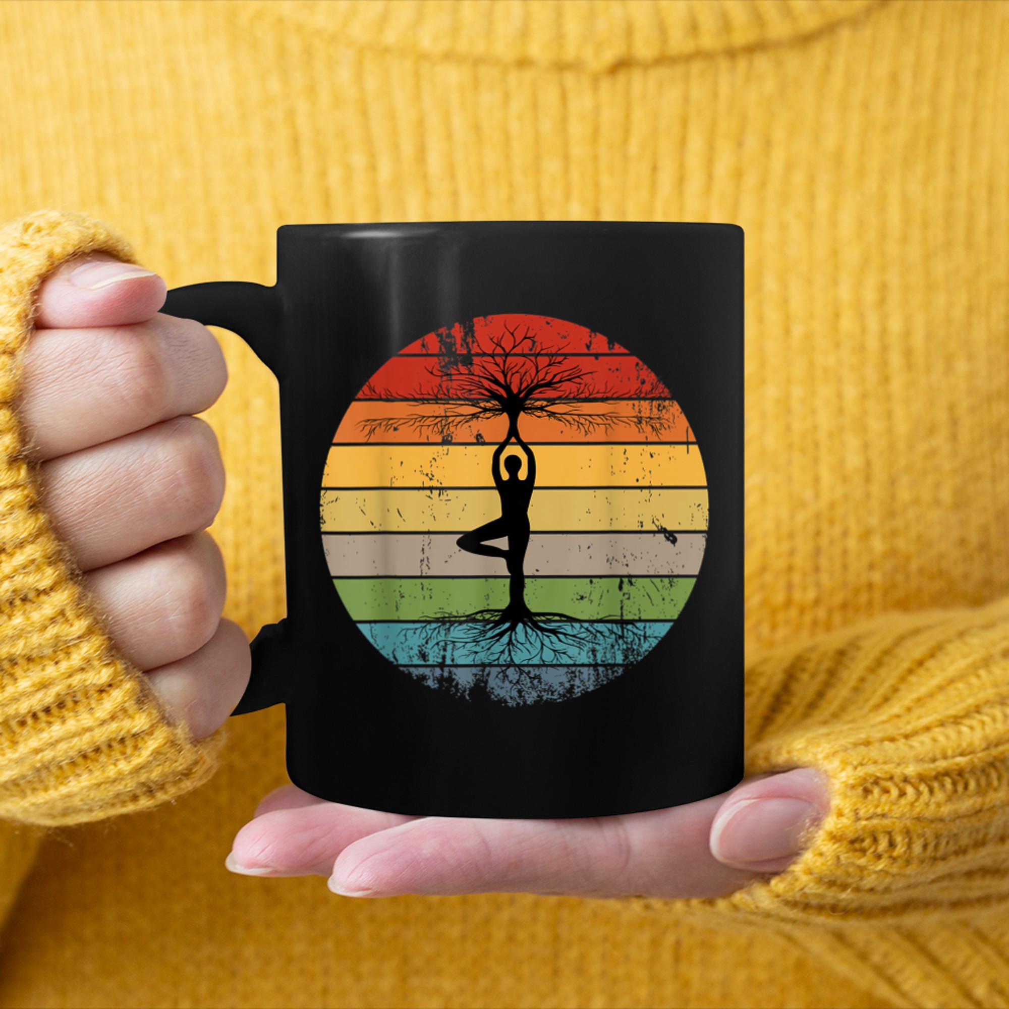 Retro Tree of life and body mug black