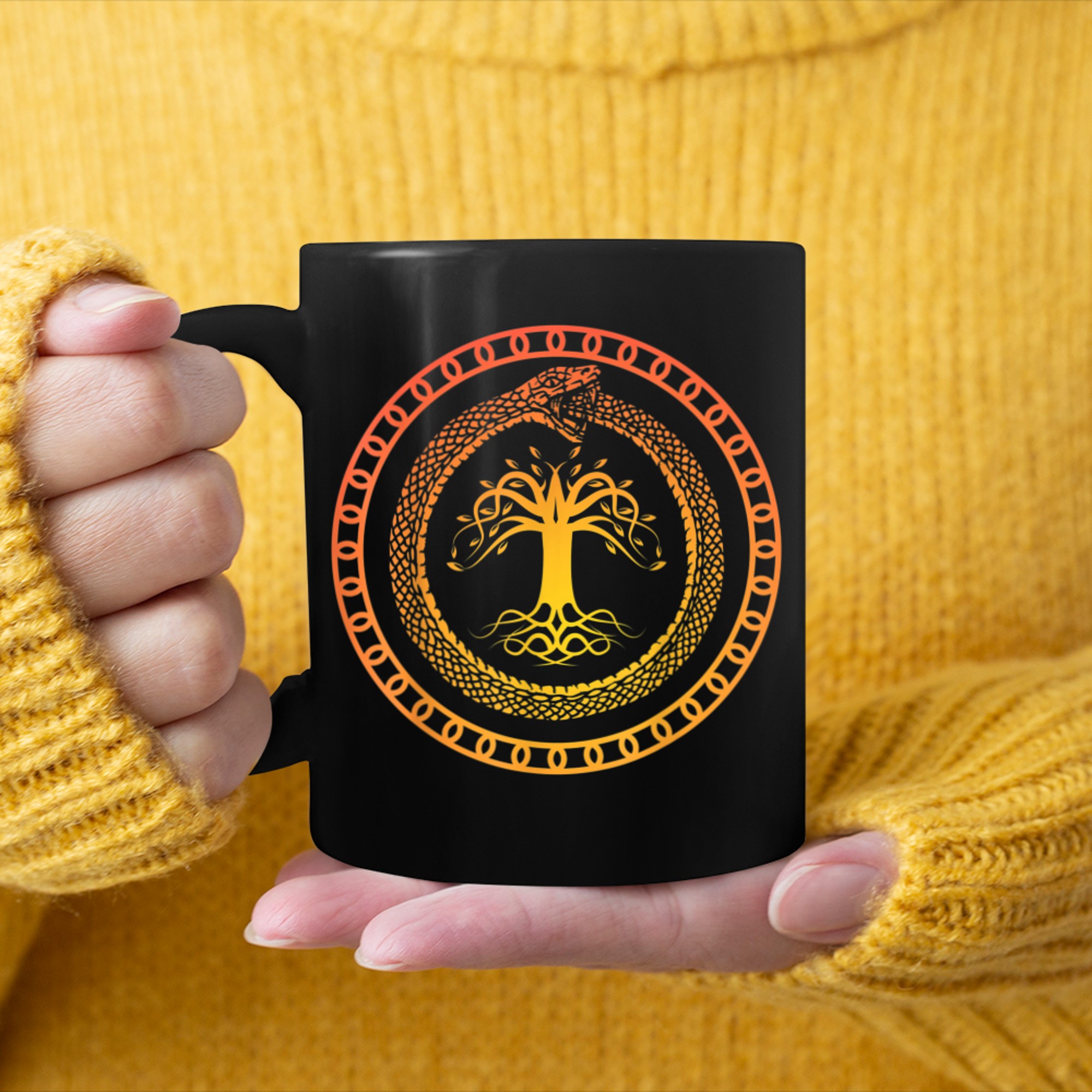 Snake Ouroboros Tree of Life Alchemist Spiritual mug black