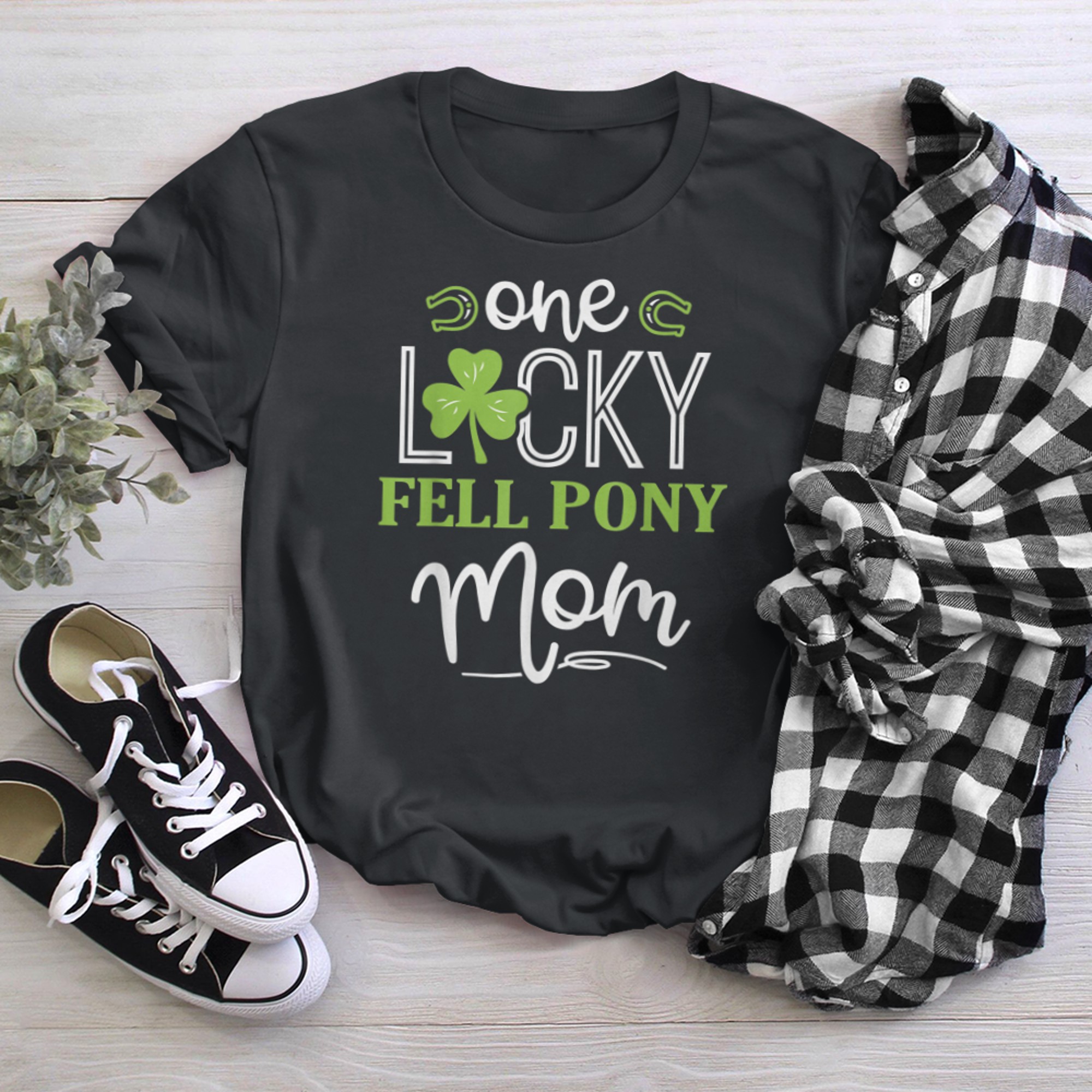 One Lucky Fell Pony Horse Mom Irish Horseback Riding t-shirt black