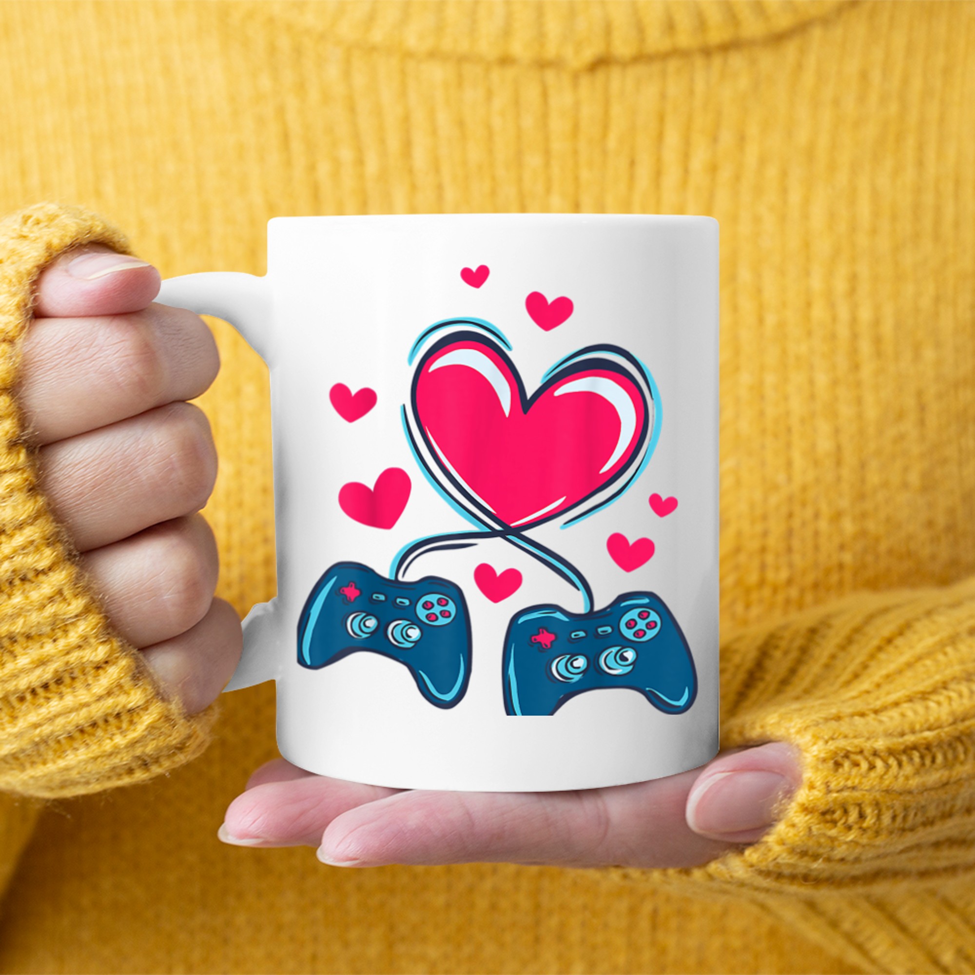 Funny Valentines Day Heart Gamer V Is For Video Games mug white