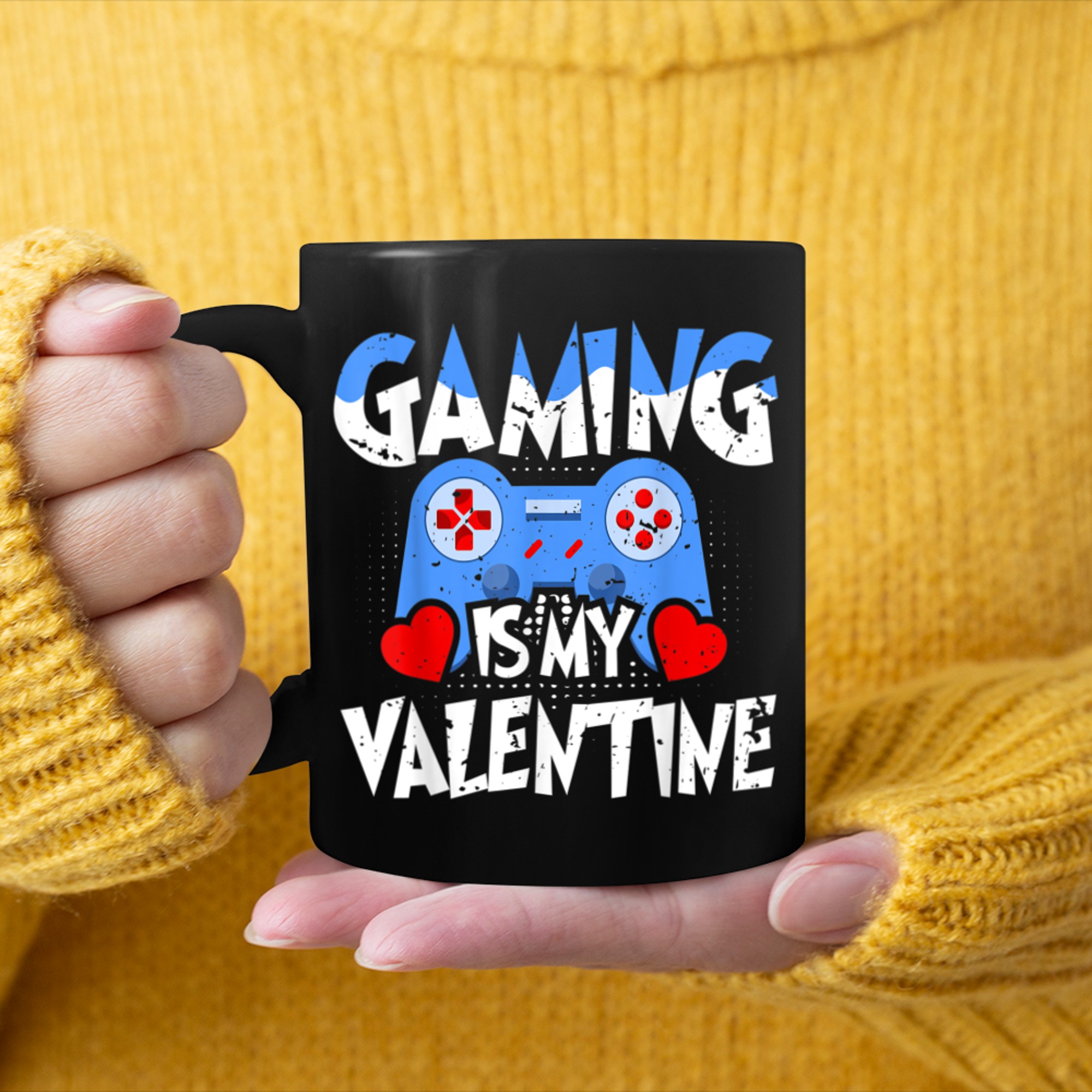 Gaming Is My Valentine Funny Valentines Day Gamer Boys Men mug black