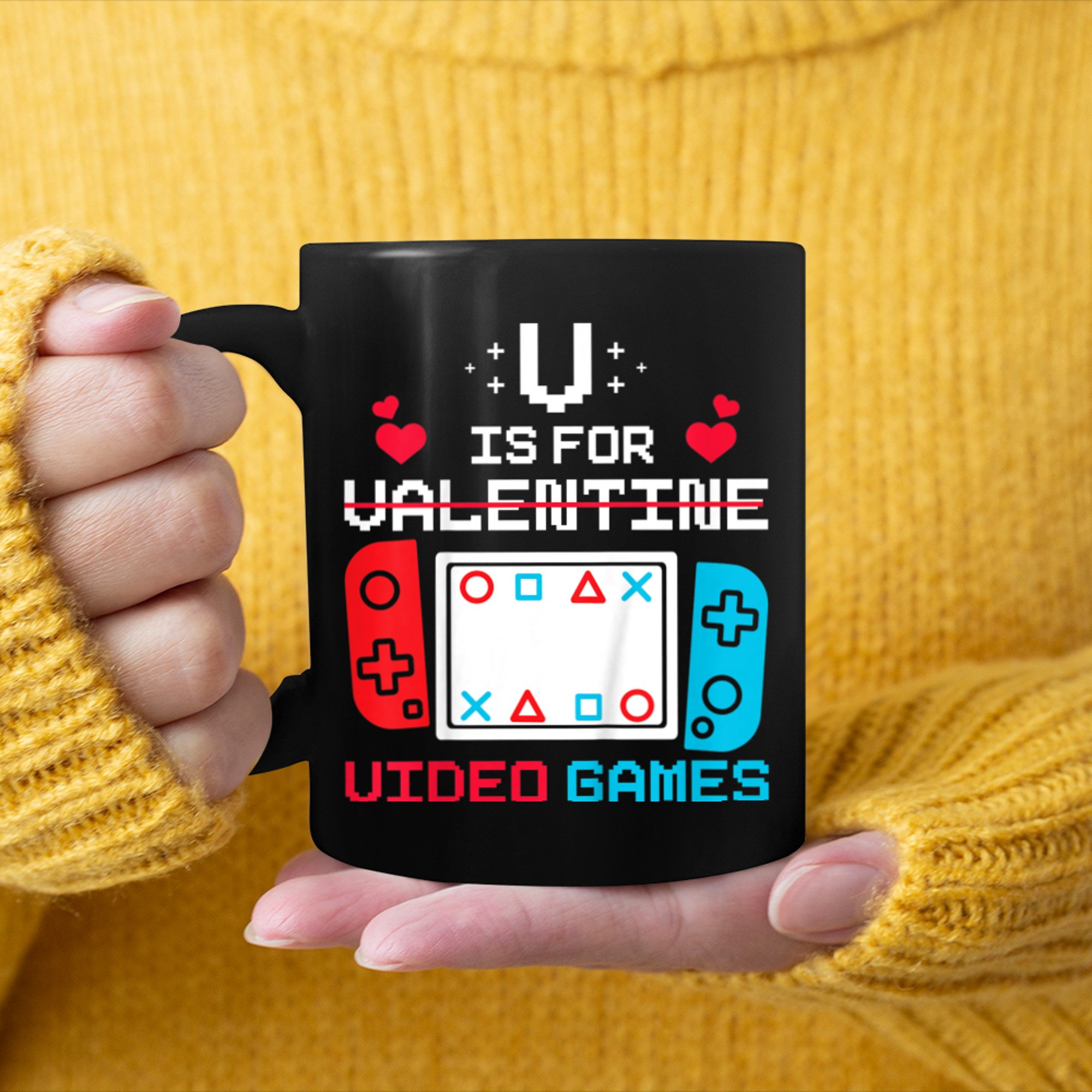 Kids Funny Video Game Valentines Day Video Game Lover Kids mug black