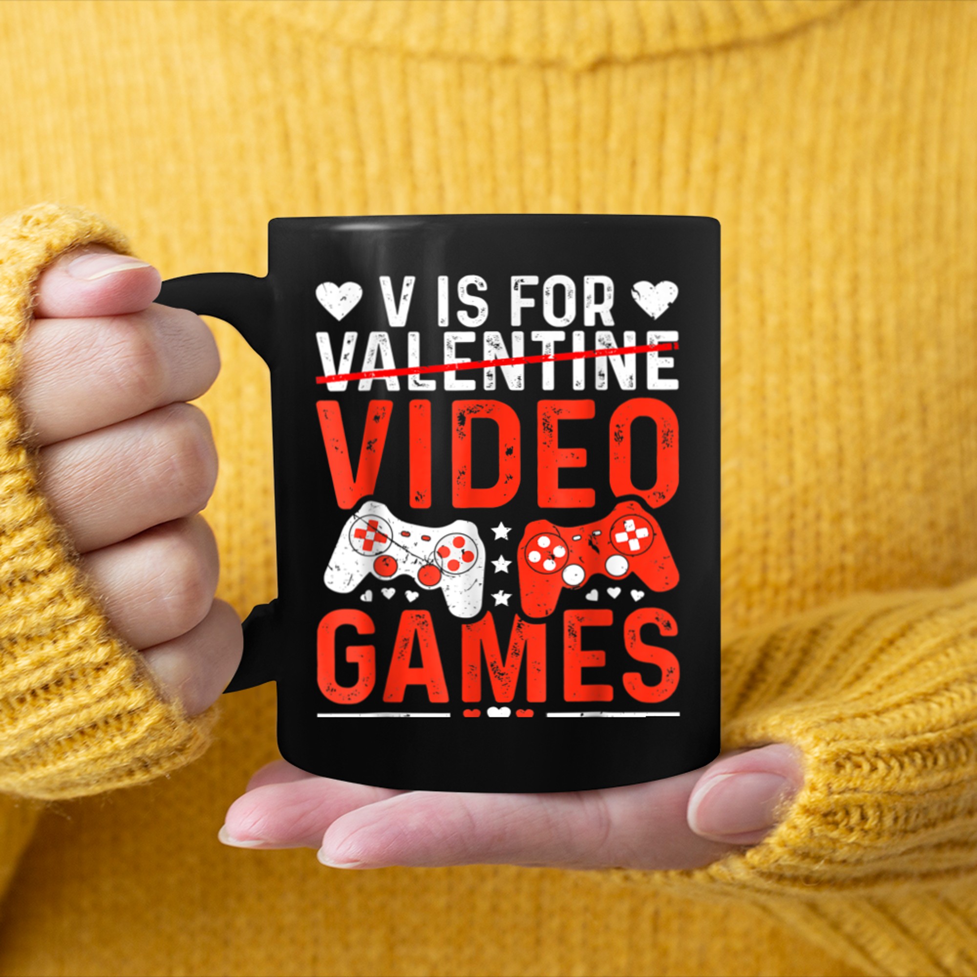 V Is For Valentine Video Games Anti Valentines Day Gamer mug black