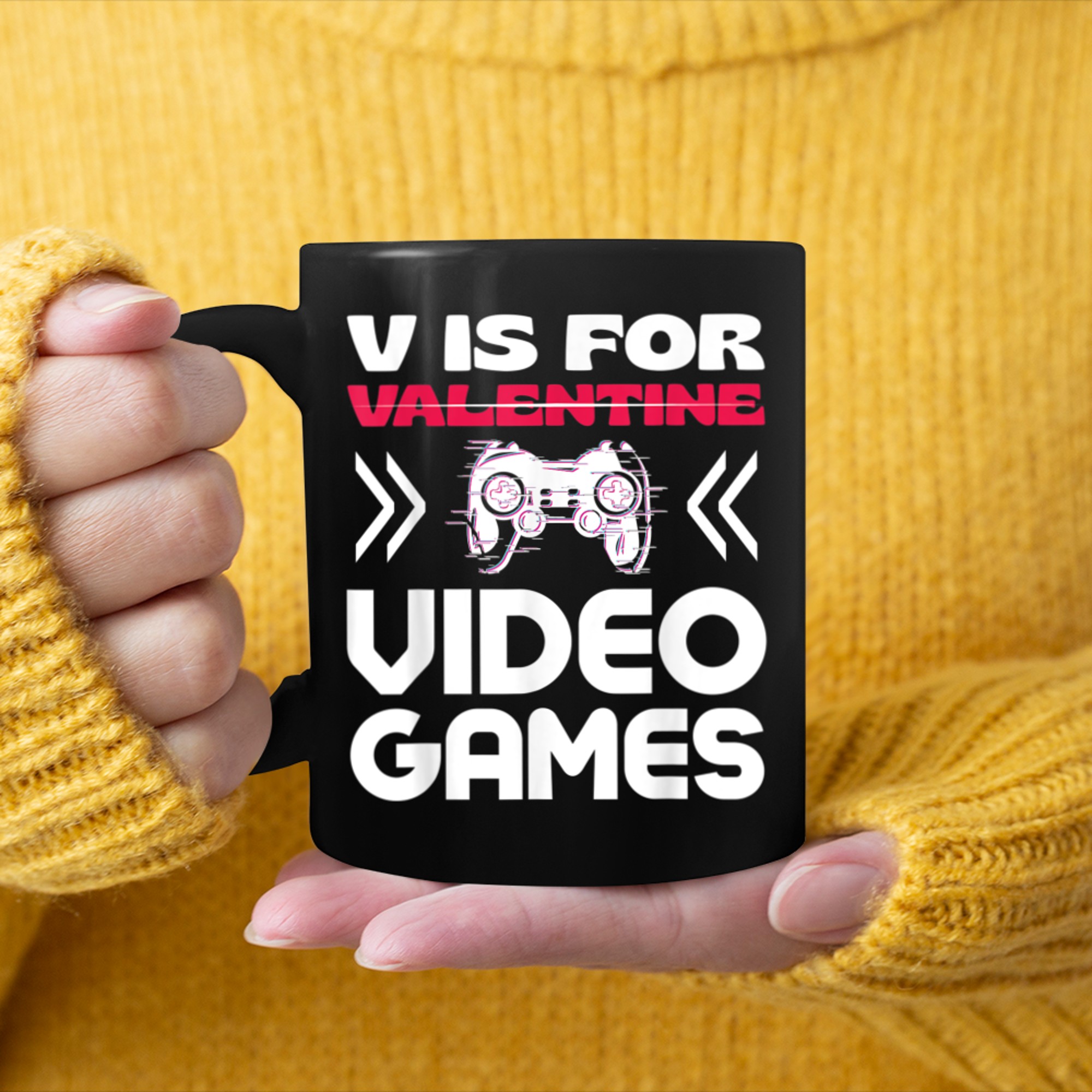 V Is For Valentine Video Games Funny Gamer mug black