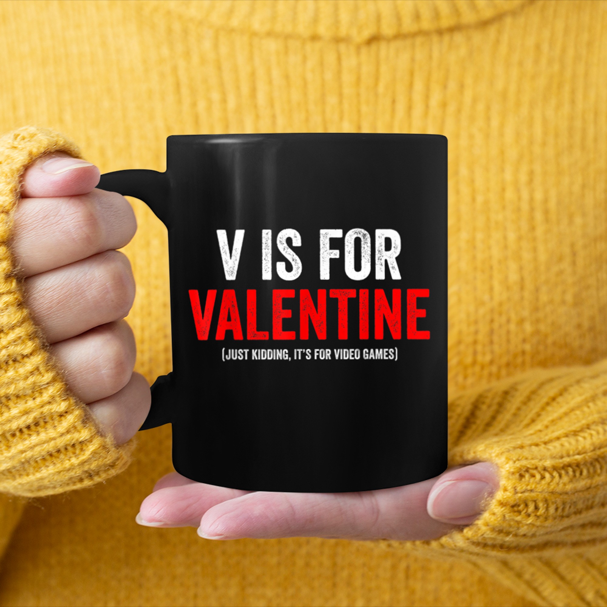 V Is For Valentine Video Games Funny Valentines Day Gamer mug black