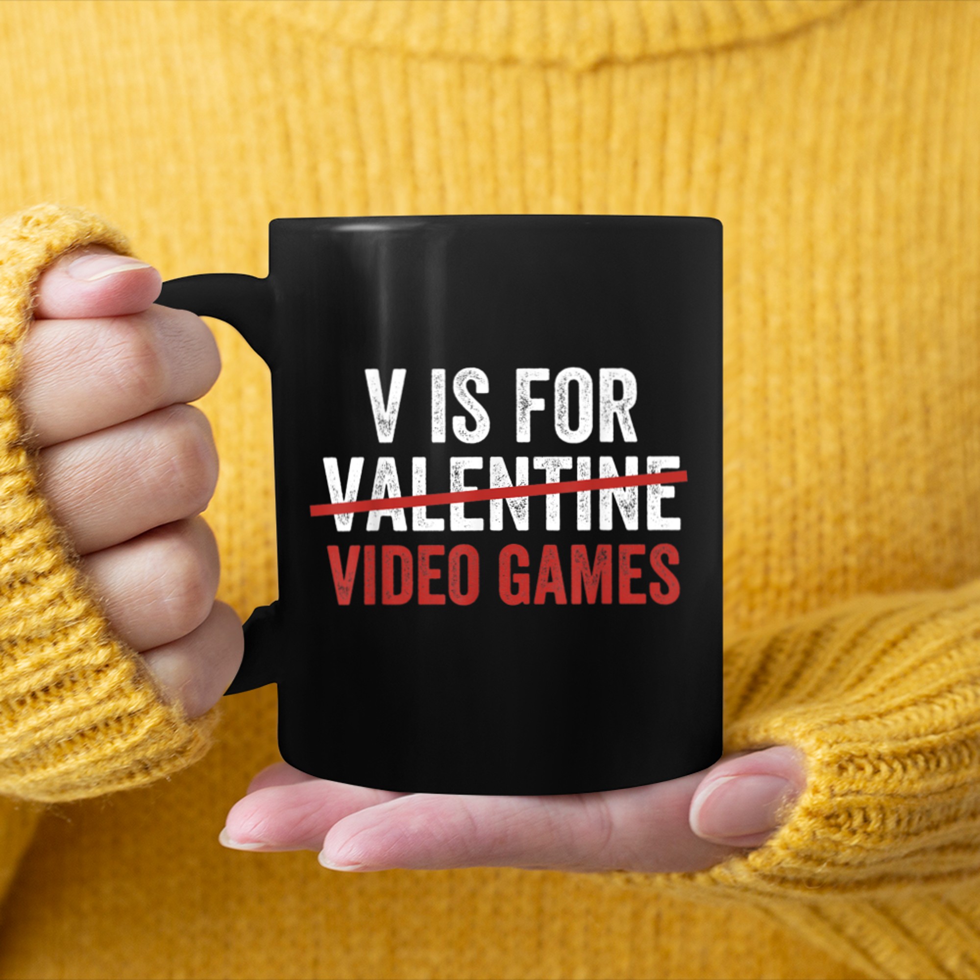 V is for Video Games cool gamers mug black