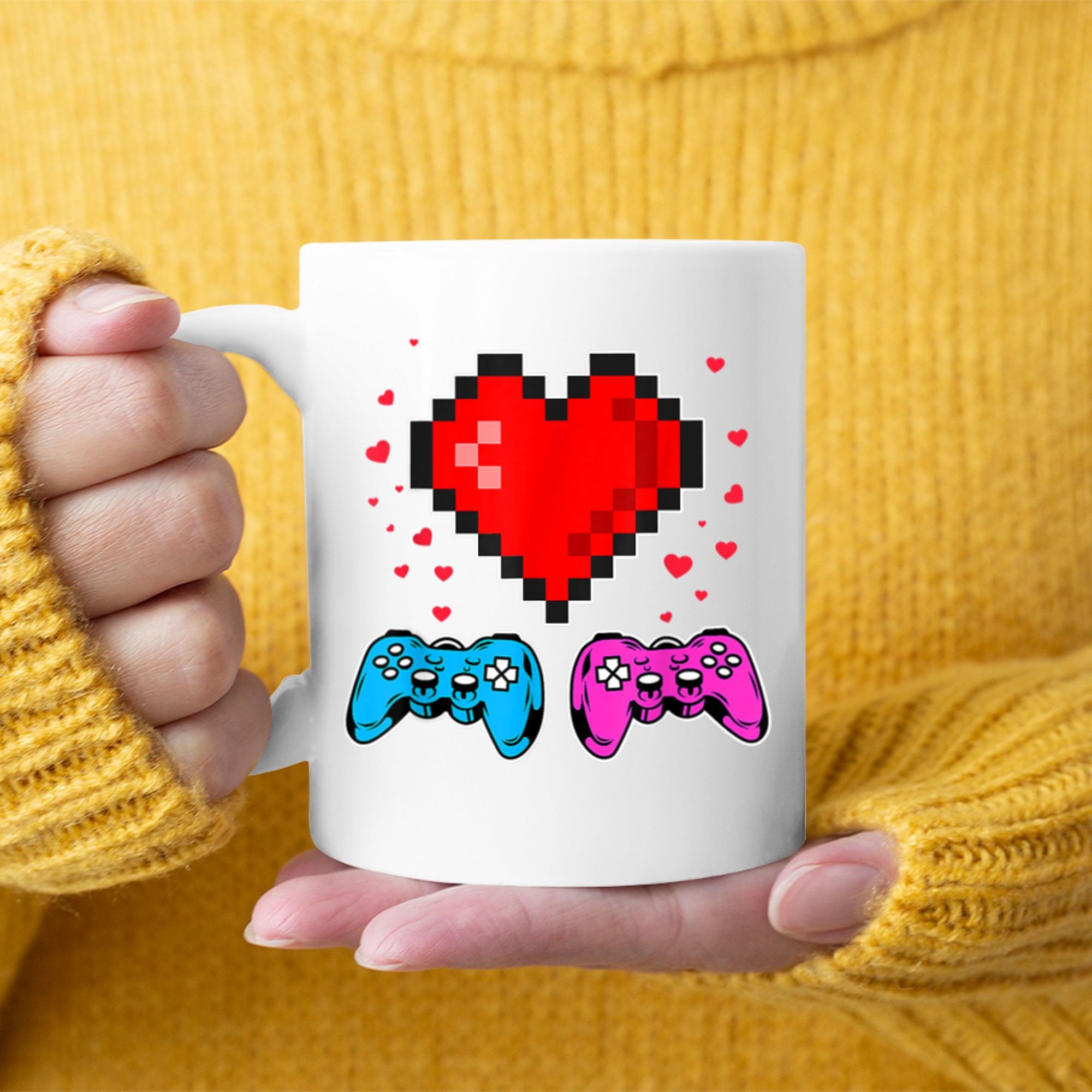 V Is For Video Games Funny Gamer Valentines Day mug white