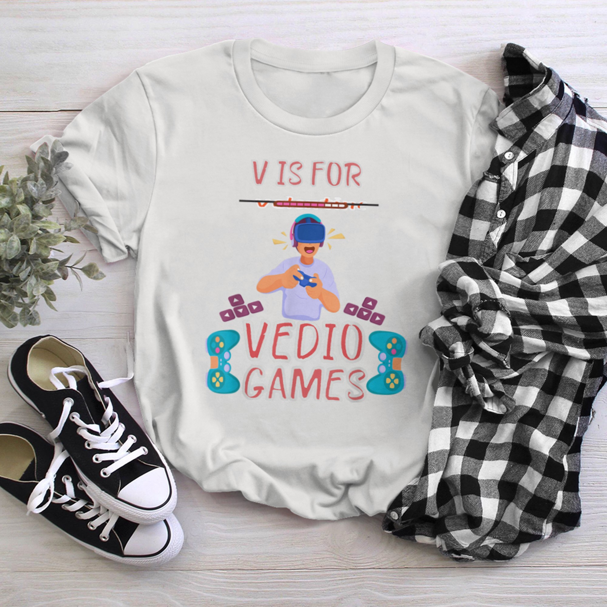 V Is For Video Games Funny Valentines Day Gamer (9) t-shirt white