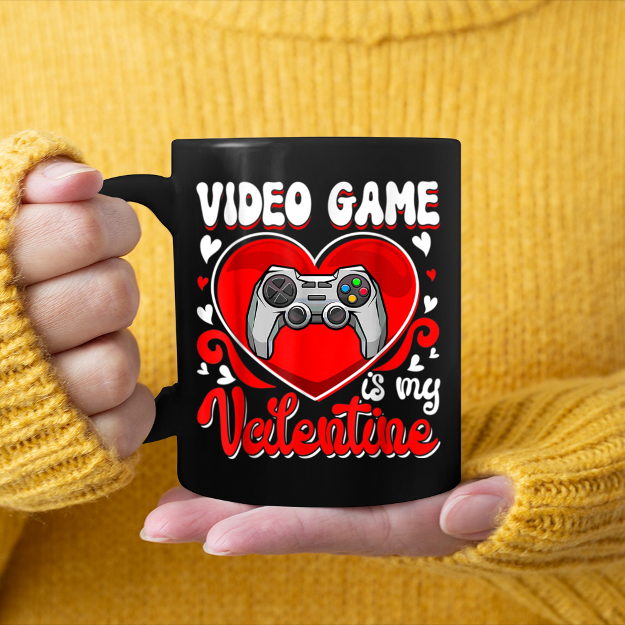 V Is For Video Games Funny Valentines Day Gamer Boy Men - 2023-09-16T114031.111 mug black