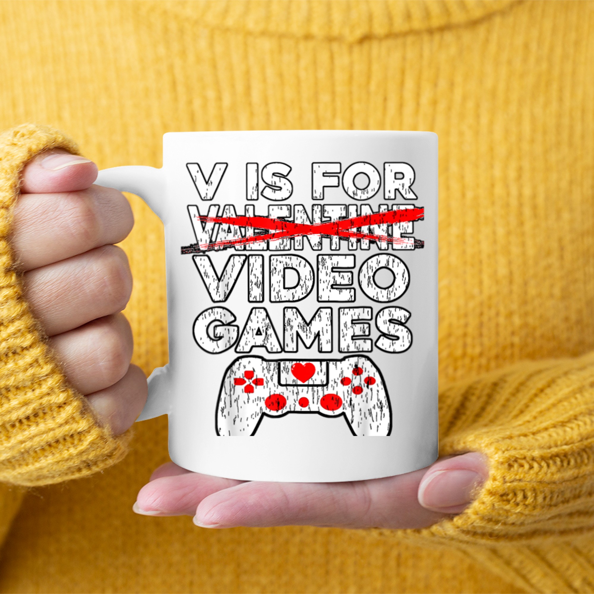 V Is For Video Games Funny Valentines Day Gamer Boy Men - 2023-09-16T114050.854 mug white