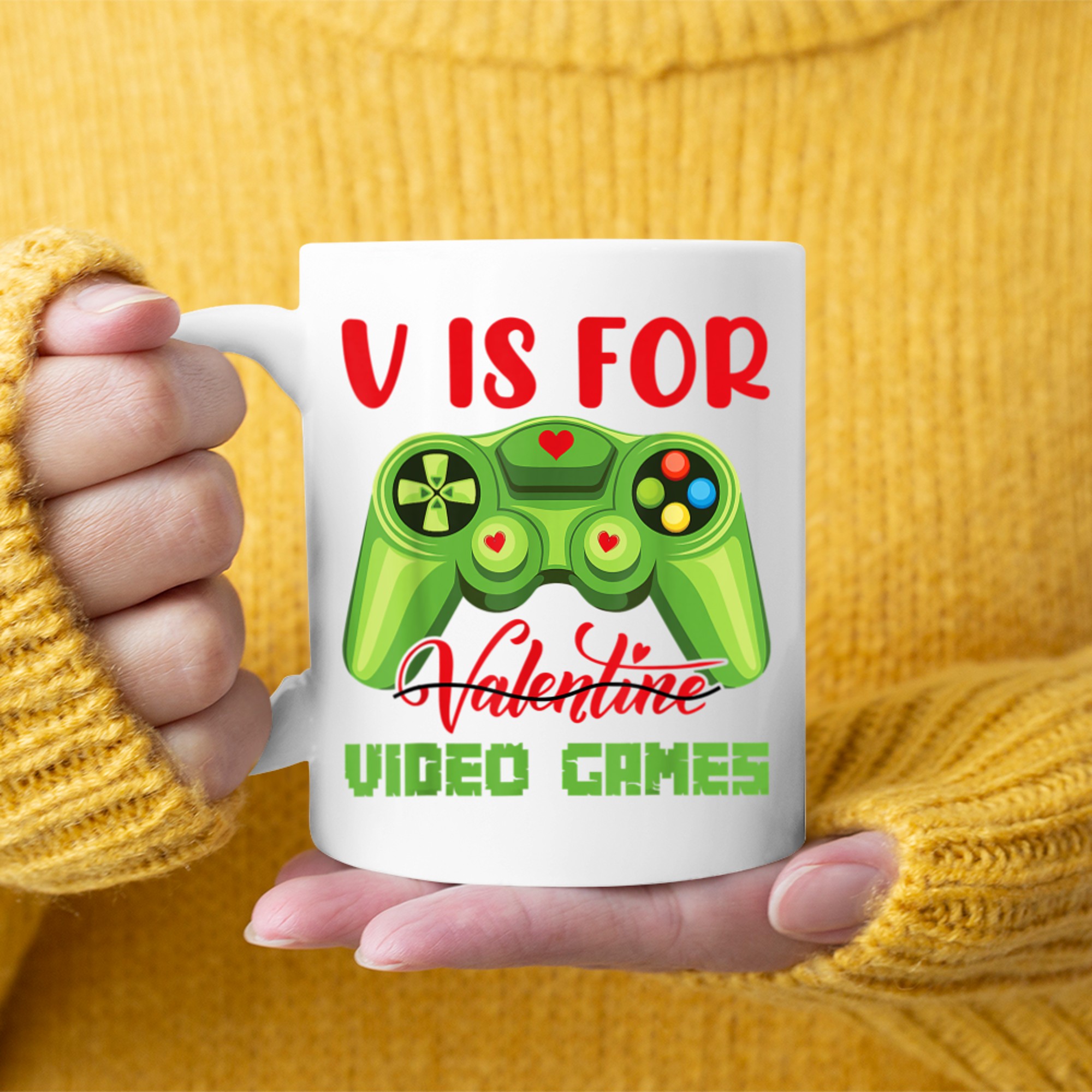 V Is For Video Games Funny Valentines Day Gamer Boy Men - 2023-09-16T114107.915 mug white