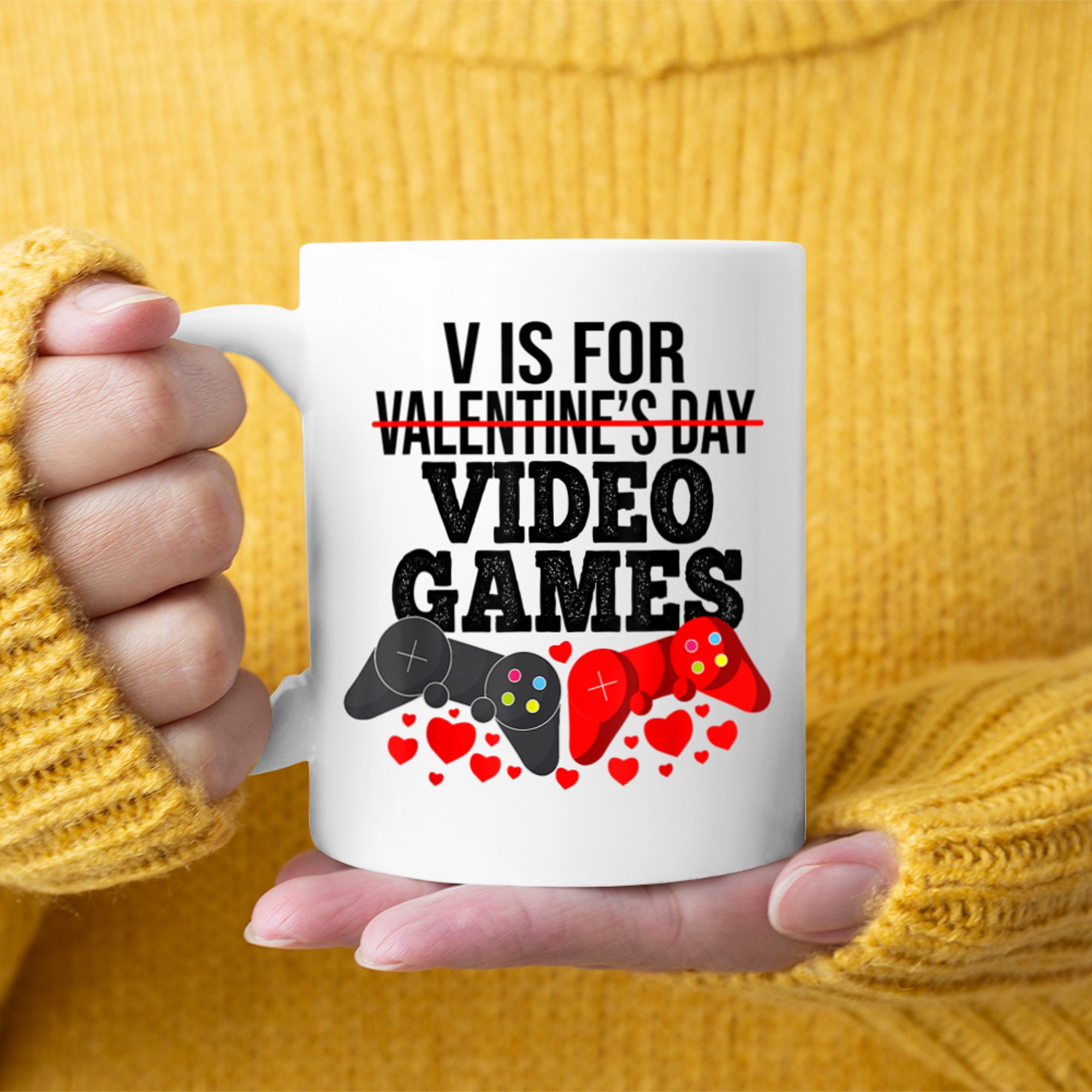 V Is For Video Games Funny Valentines Day Gamer Boy Men - 2023-09-16T114112.957 mug white