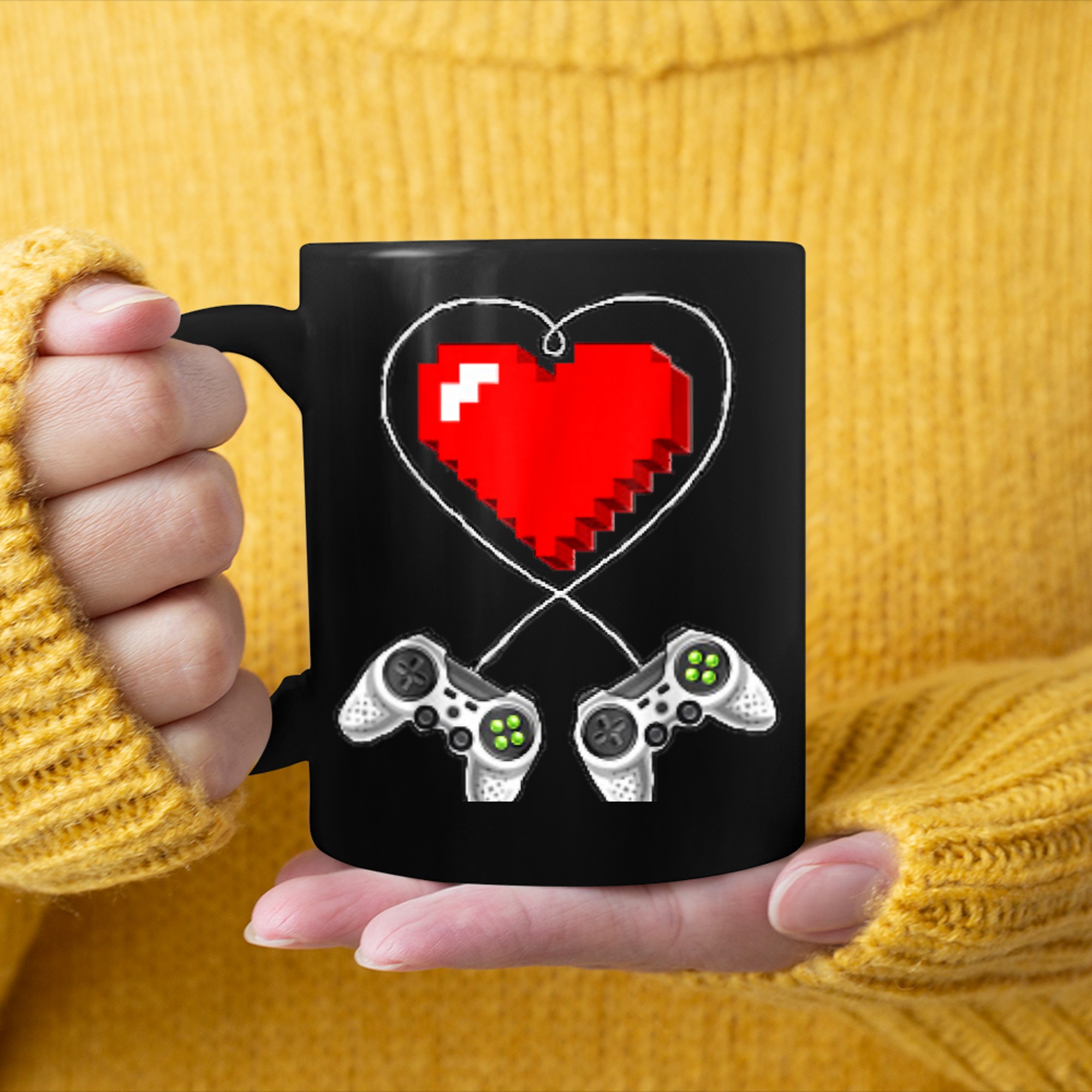 V Is For Video Games Funny Valentines Day Gamer Boy Men (54) mug black