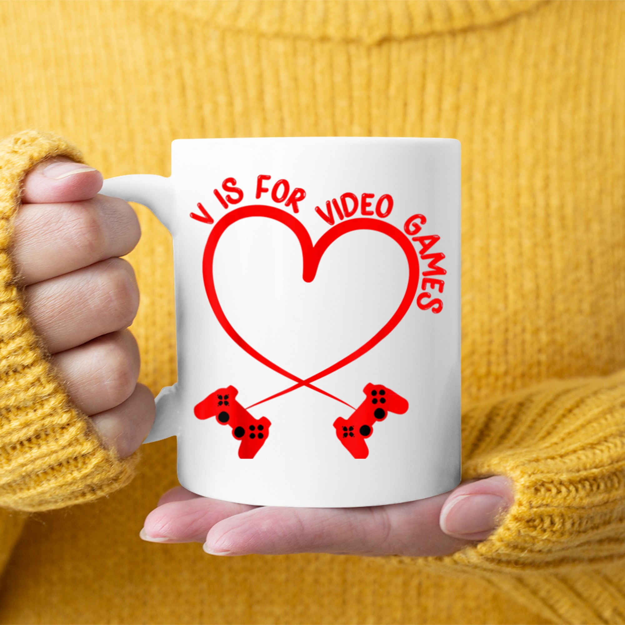 V Is For Video Games Funny Valentines Day Gamer Boy Men (57) mug white