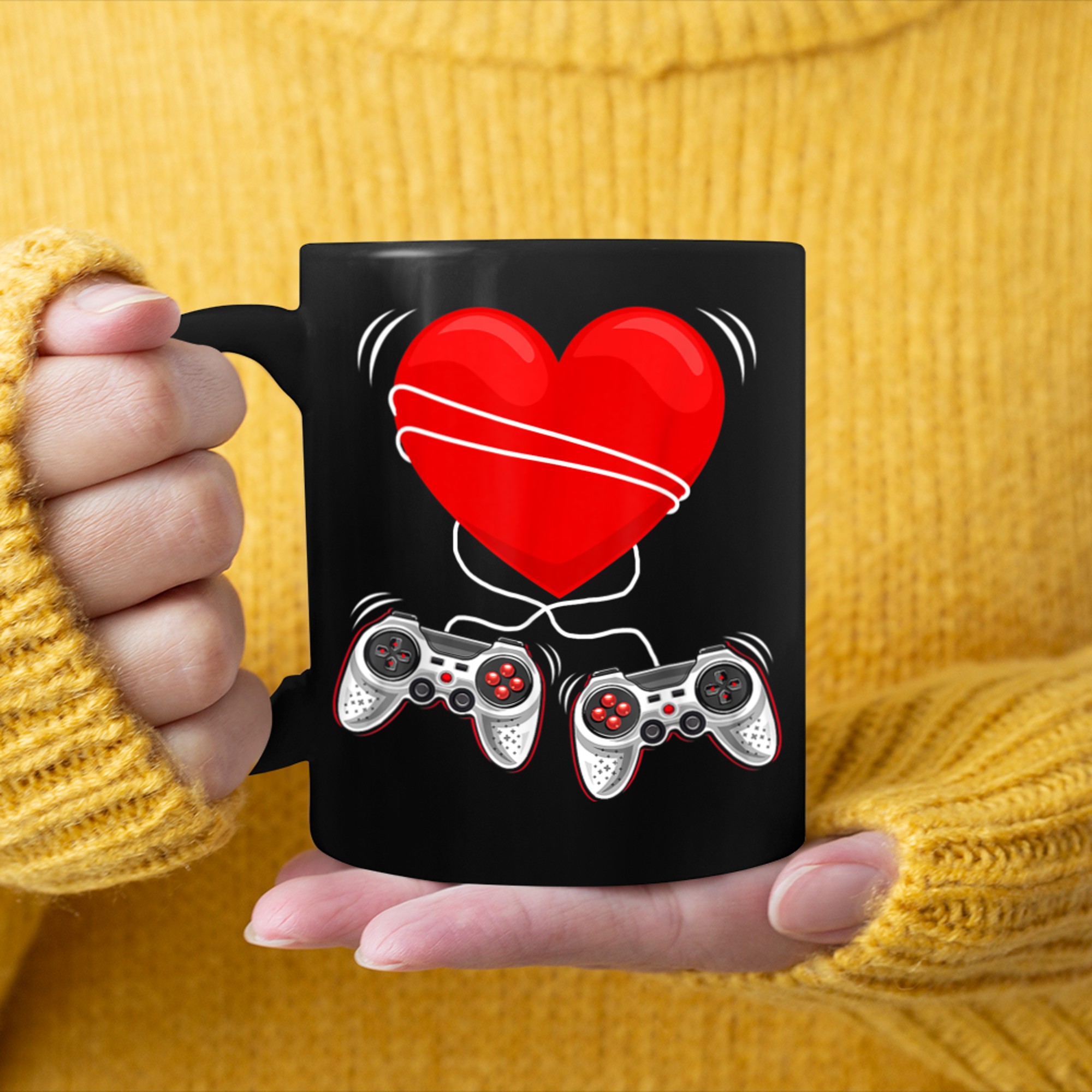 V Is For Video Games Funny Valentines Day Love Gamer Boy Men mug black