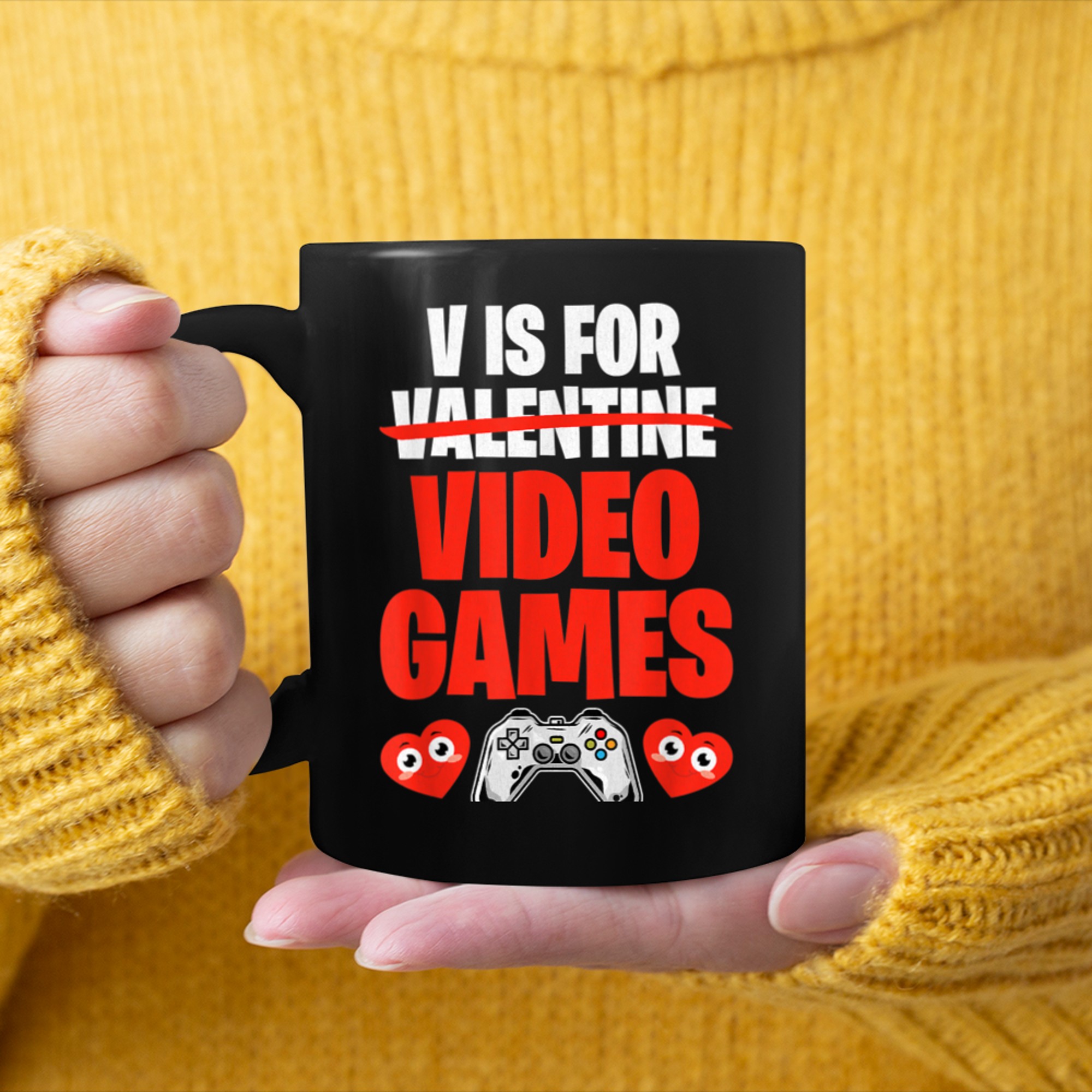 V Is For Video Games Shirt (1) mug black