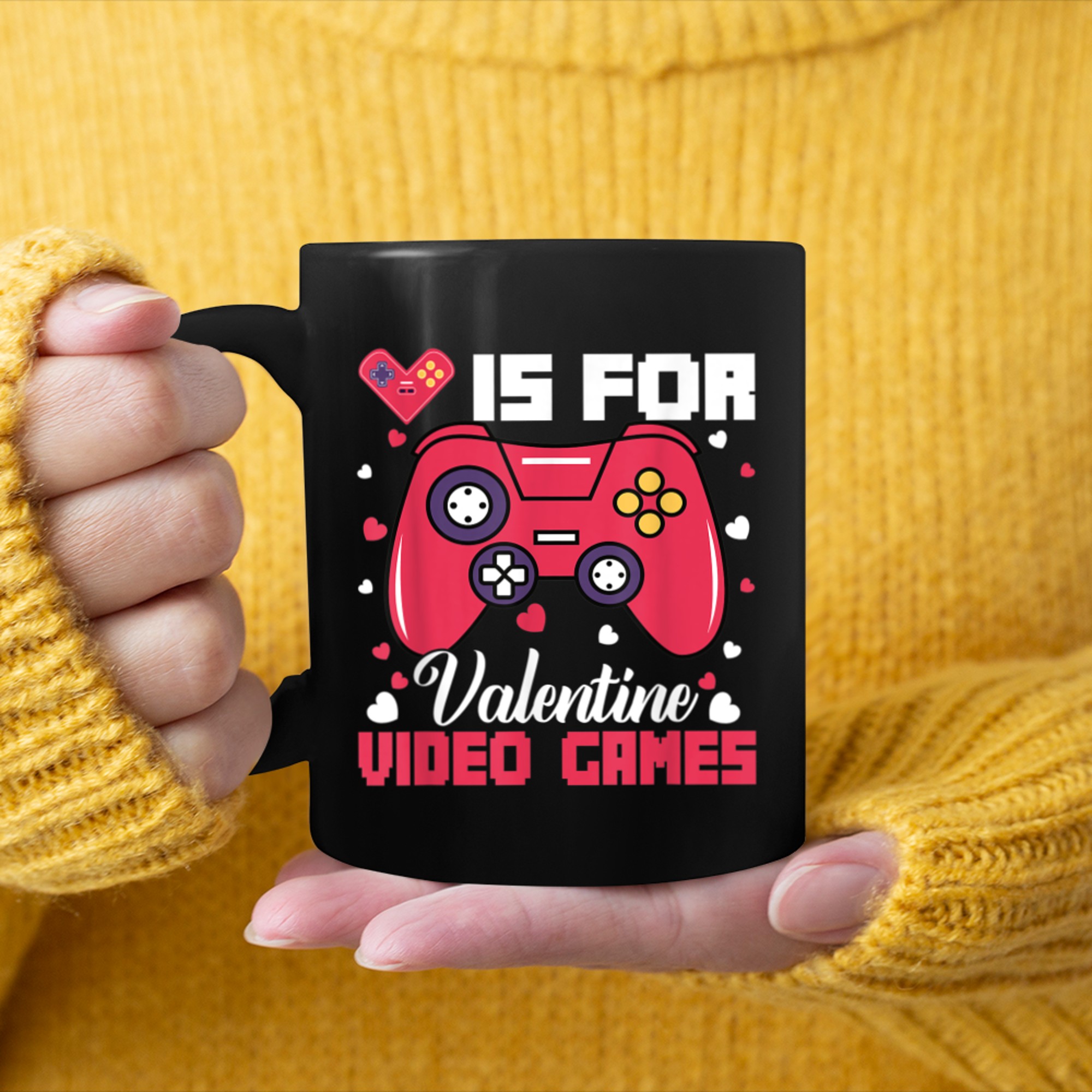 V is for Video Games Shirt Valentines Day Game Lover Boys mug black