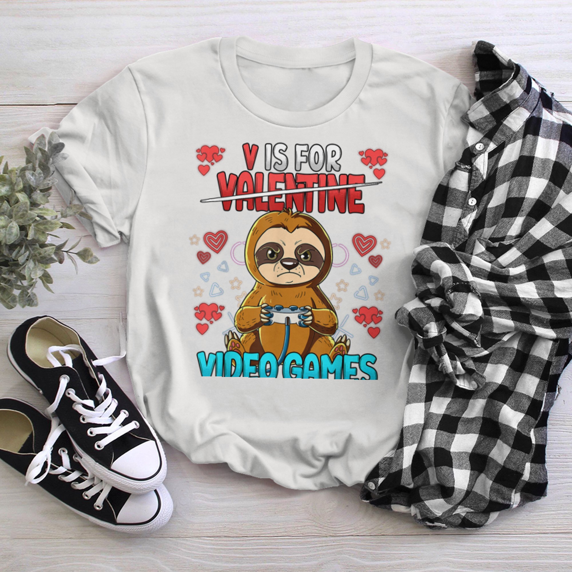 V Is For Video Games Valentines Day Gamer (19) t-shirt white