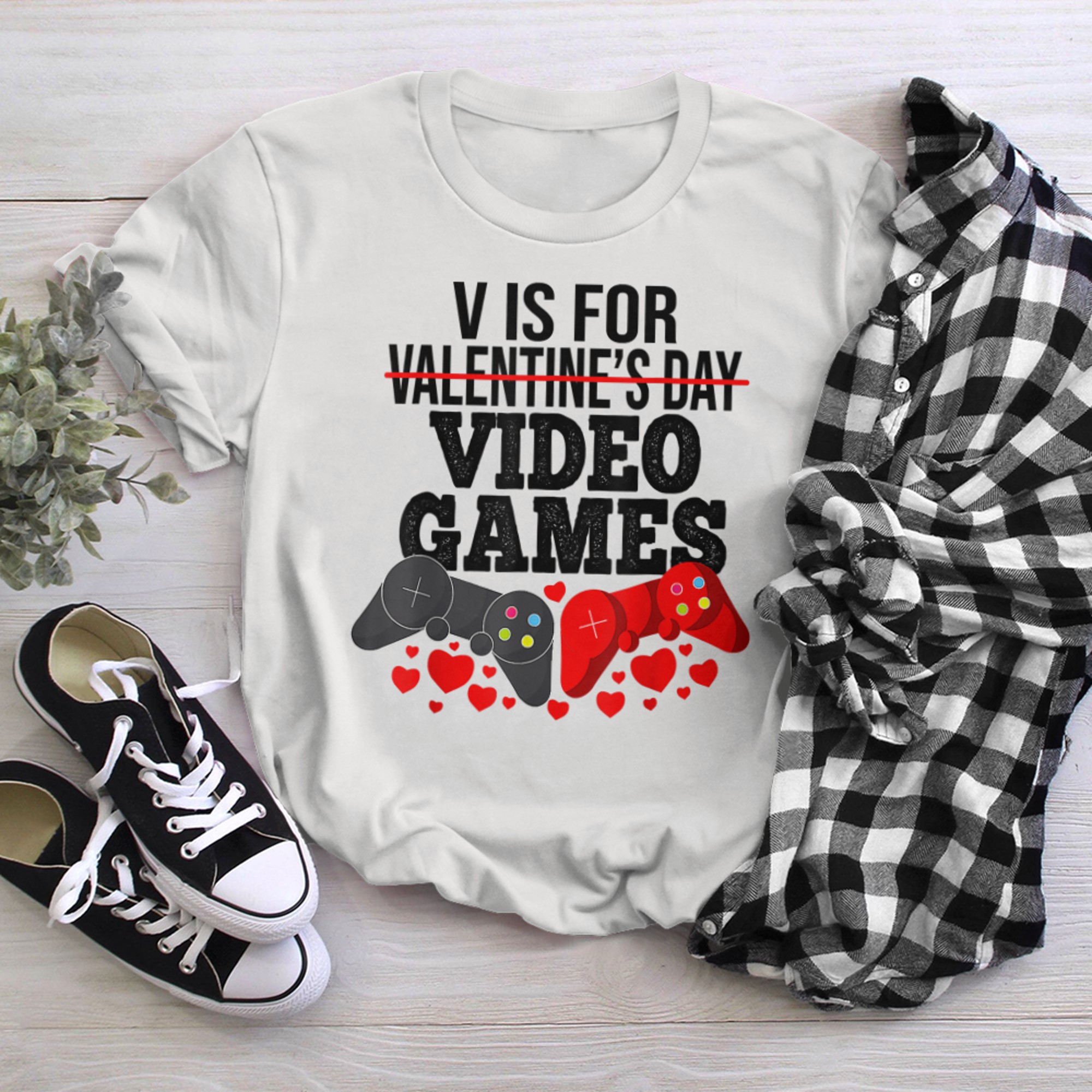 V Is For Video Games Valentines Day Gamer Men Boys (8) t-shirt white