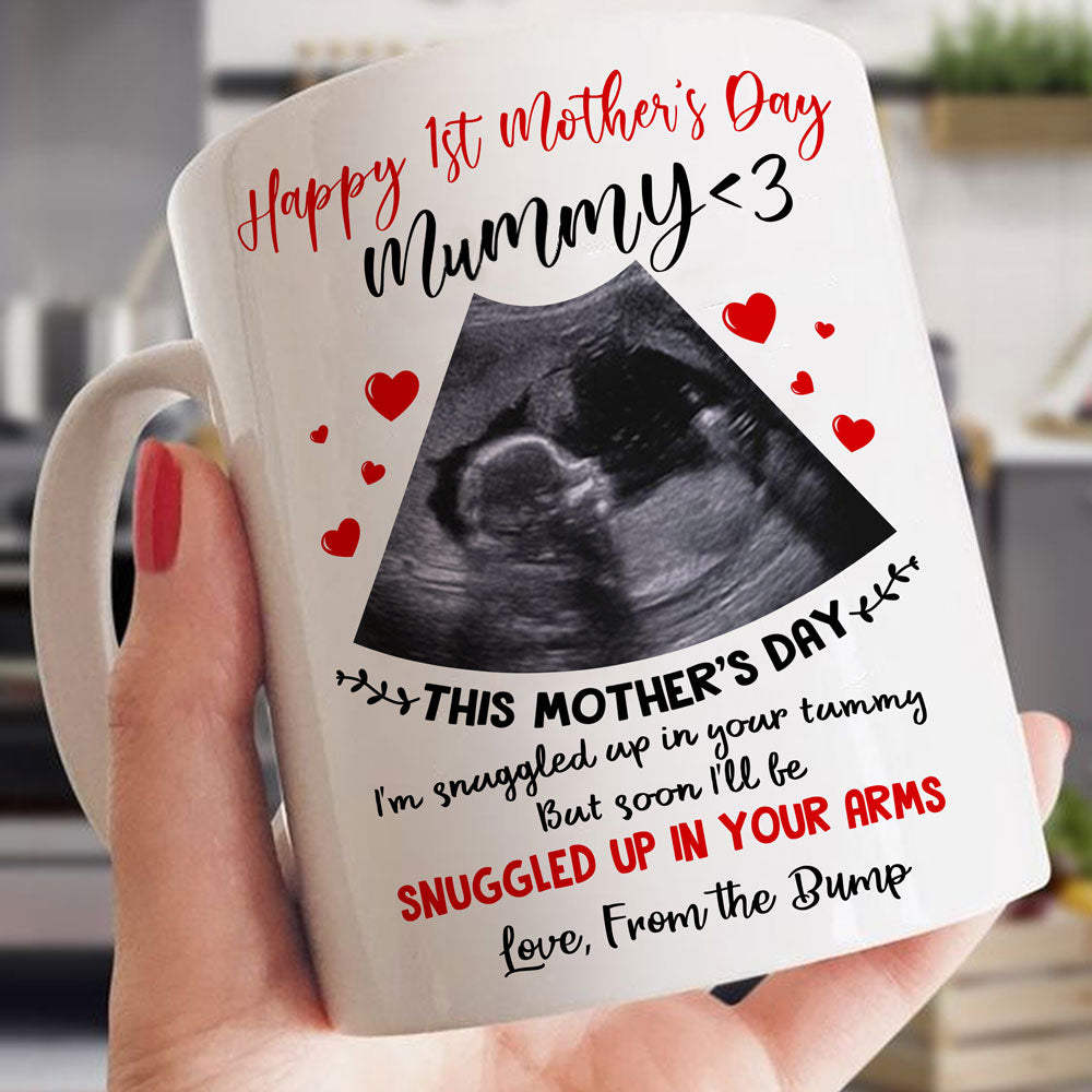 Personalized Snuggled Up Mummy Happy 1st Mother's Day Mug