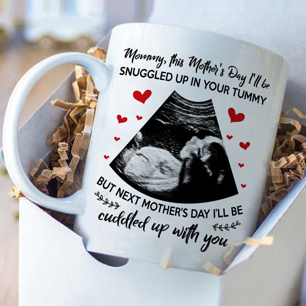 For Expecting Mommy Snuggled Up In Tummy Personalized Mug Mother's Day