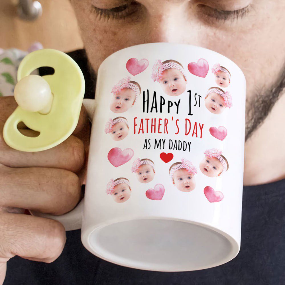 Personalized Baby's Face 1st Father's Day Mug Gift For Dad