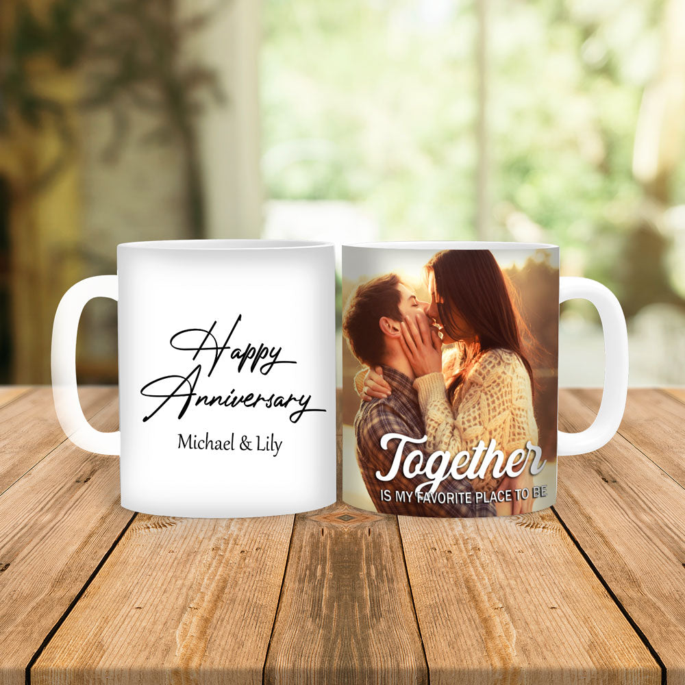 Couple Anniversary Together Is My Favorite Place Personalized Mug