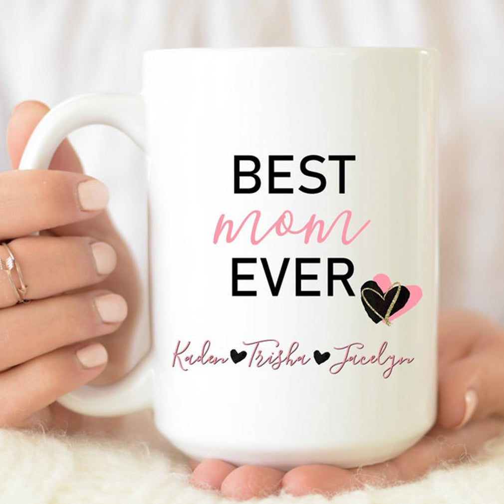 Personalized Best Mom Ever Heart Mug Gift For Mom