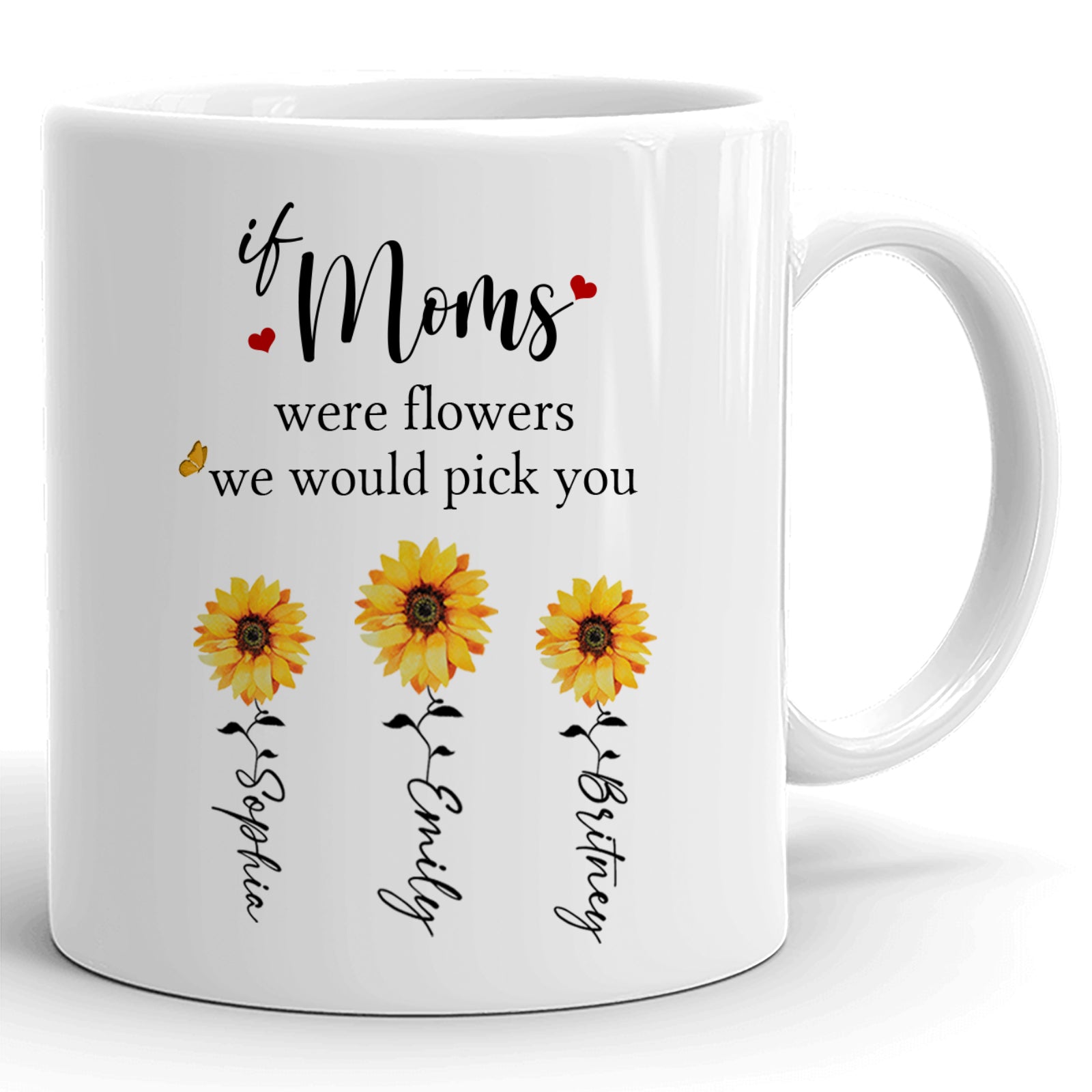 Mom and Daughter Son Flowers Cute Personalized Mug