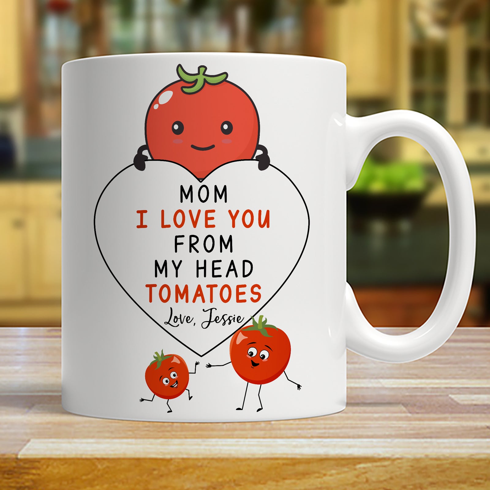 Mom I Love You from My Head Tomatoes Personalized Mug