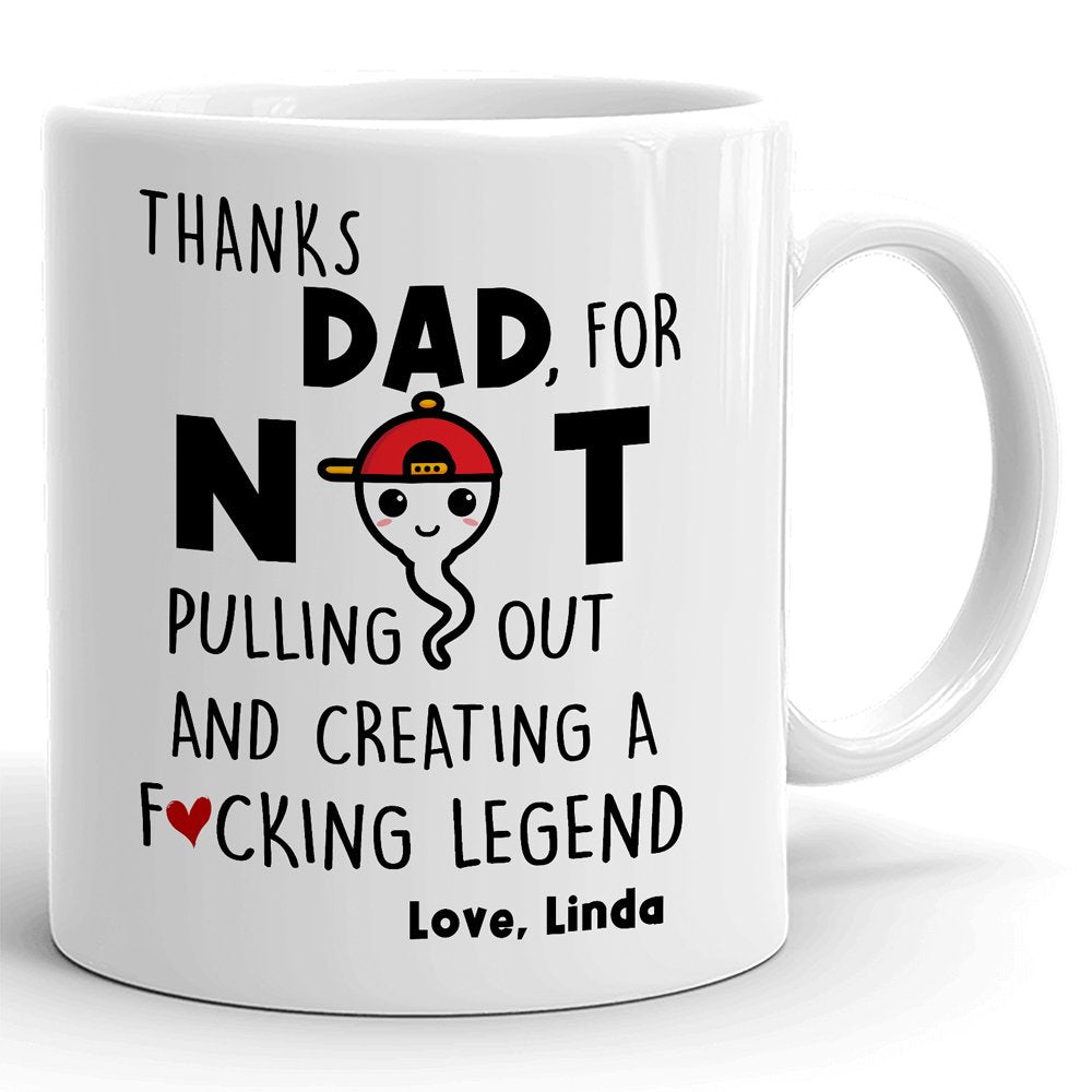 Dad Father's Day Cute Sperm Not Pulling Out Funny Personalized Mug