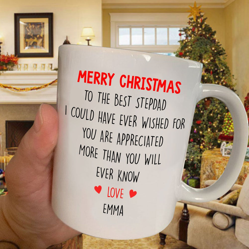 To The Best Step Dad Christmas Personalized Mug