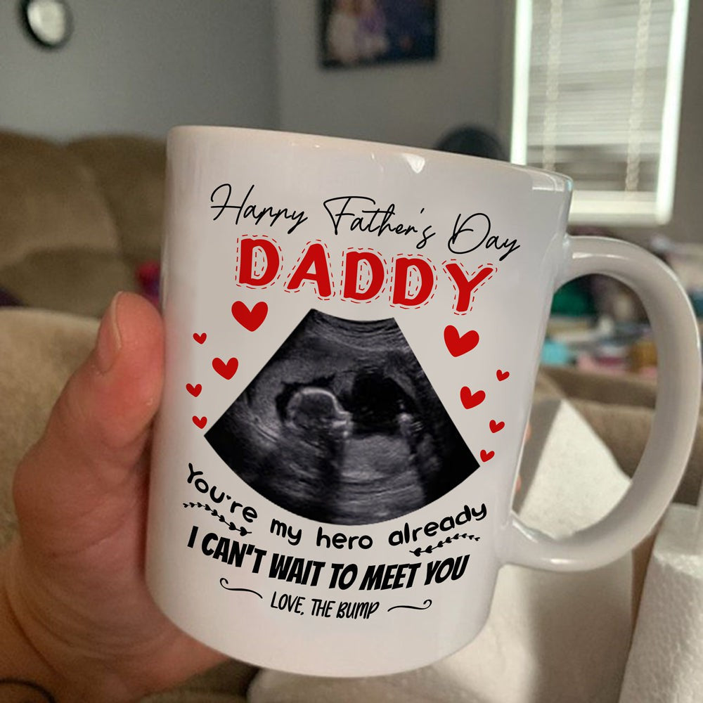 Personalized Daddy My Hero Ultrasound Mug Father's Day Gift For Dad