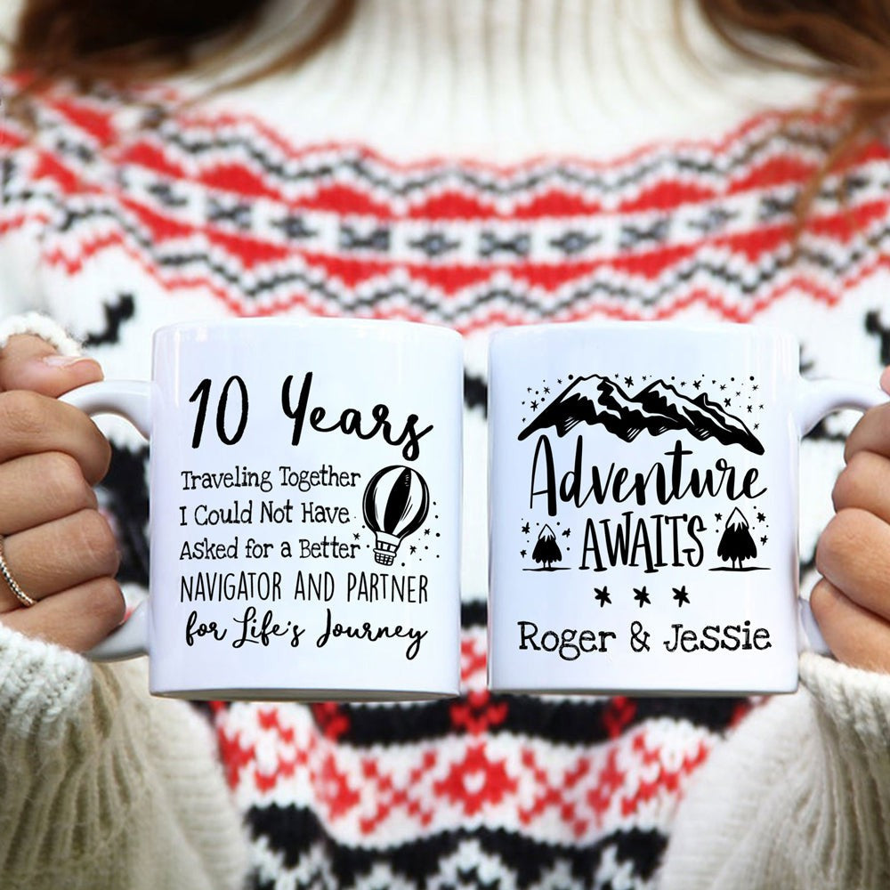 Anniversary Adventure Awaits For Him For Her Personalized Mug