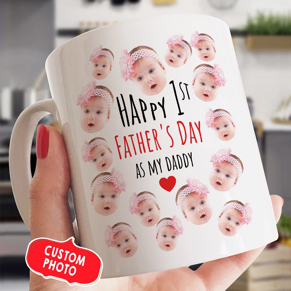 Personalized 1st Father's Day Baby Face Mug Gift For Dad