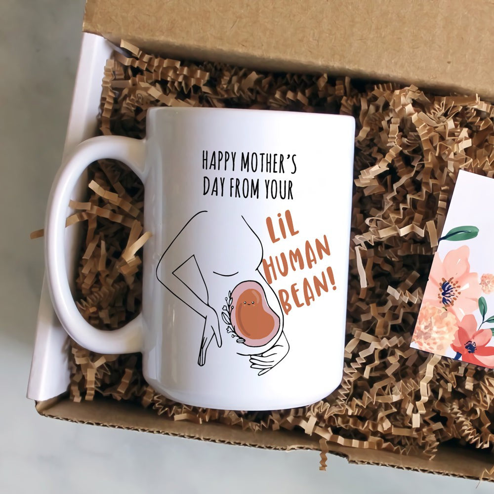 Gift For Expecting Mom Happy Mother's Day From Your Lil Human Bean Mug