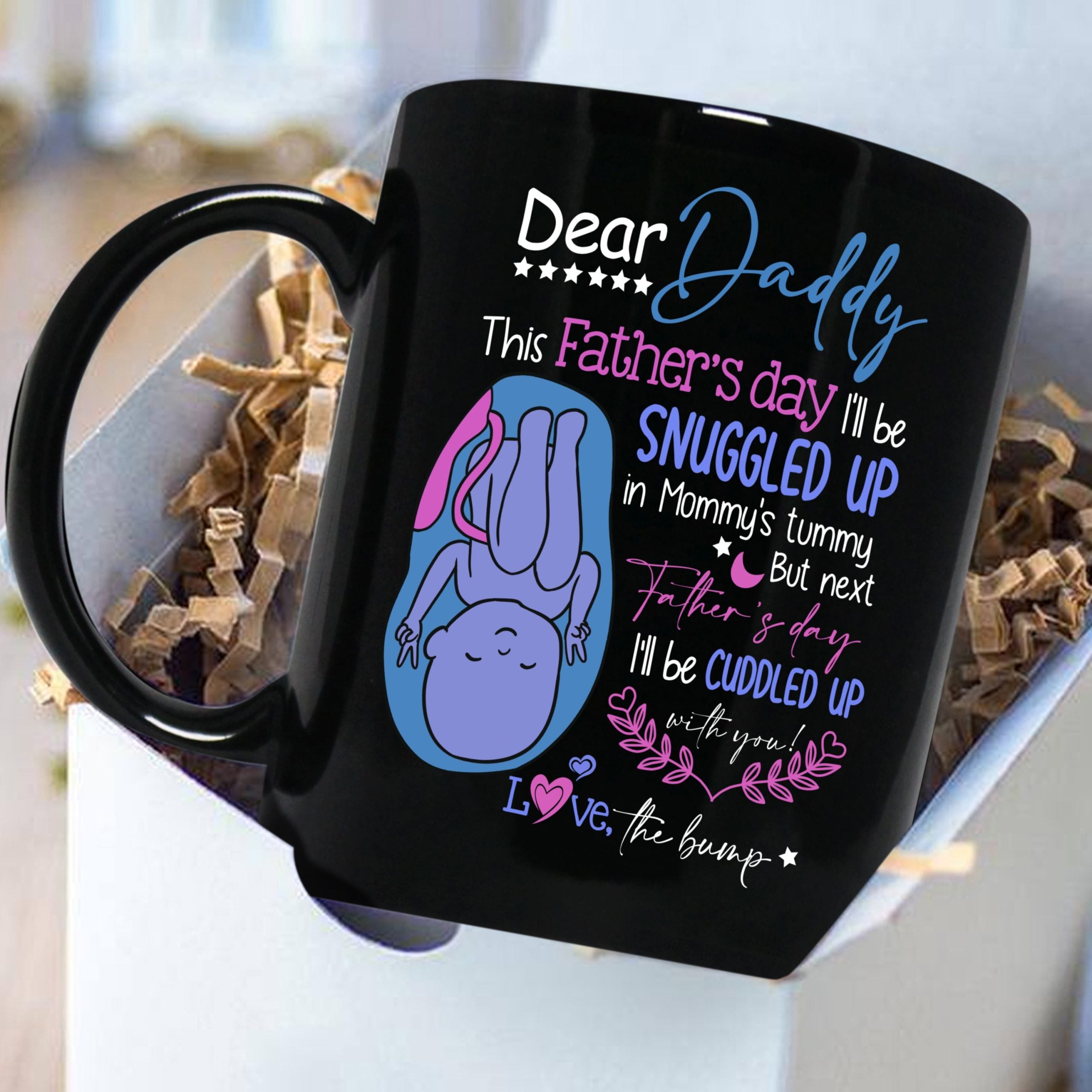 Father's Day Gift For Dad To Be Snuggled Up Black Mug