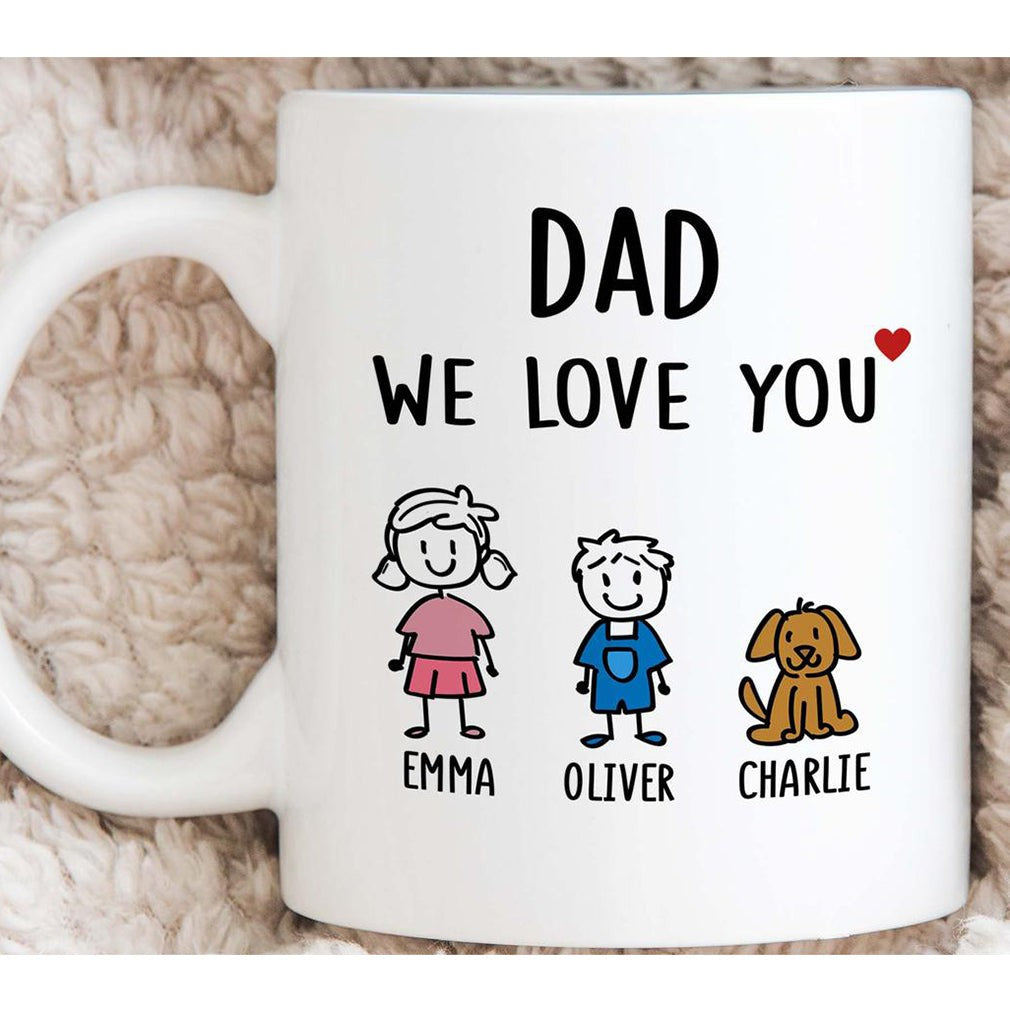 Personalized Dad We Love You Baby And Dog Mug Gift For Dad