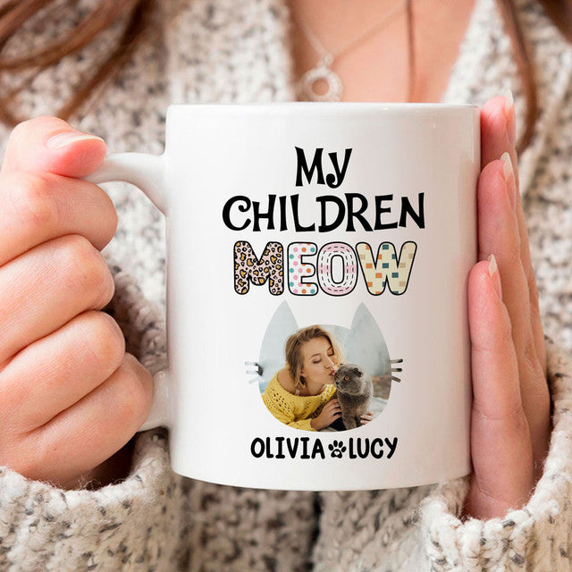 Personalized Cat Mom My Children Meow Funny Mug