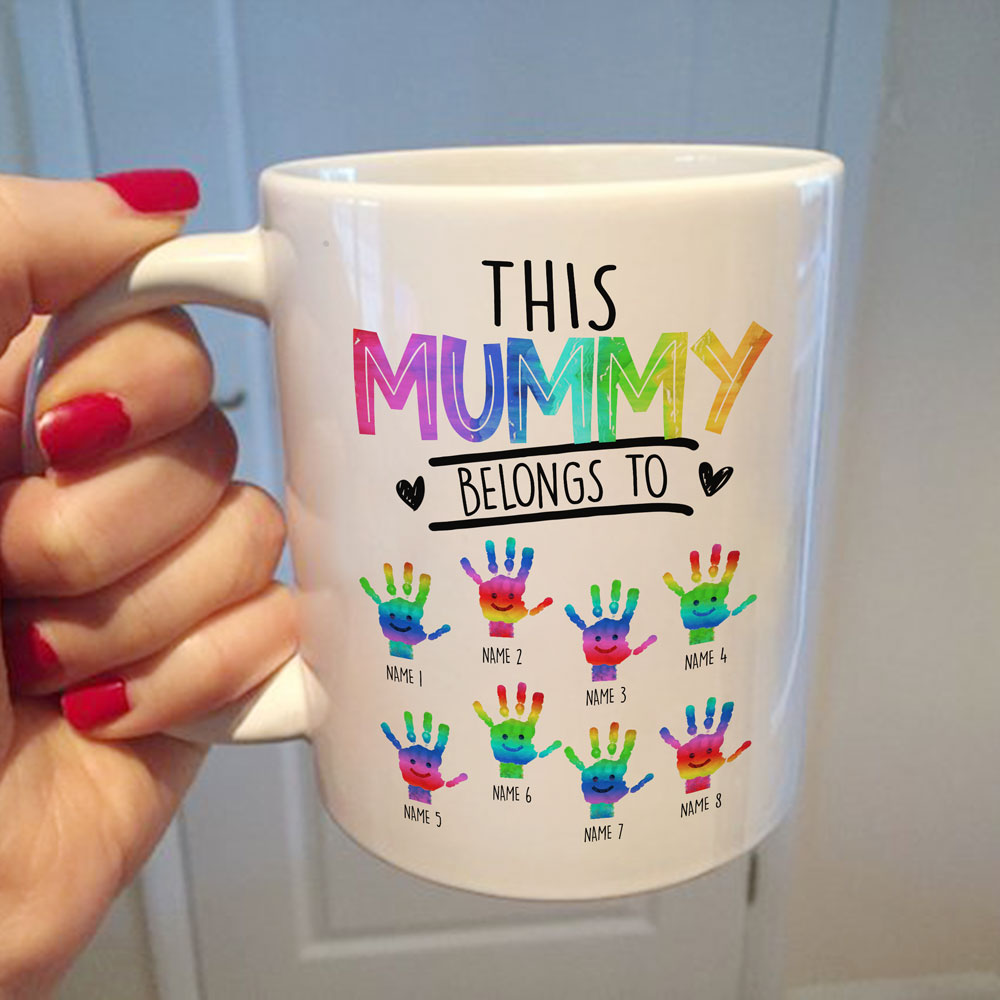 This Mommy Belongs To Handprint Heart Mugs Personalized Gift For Mom