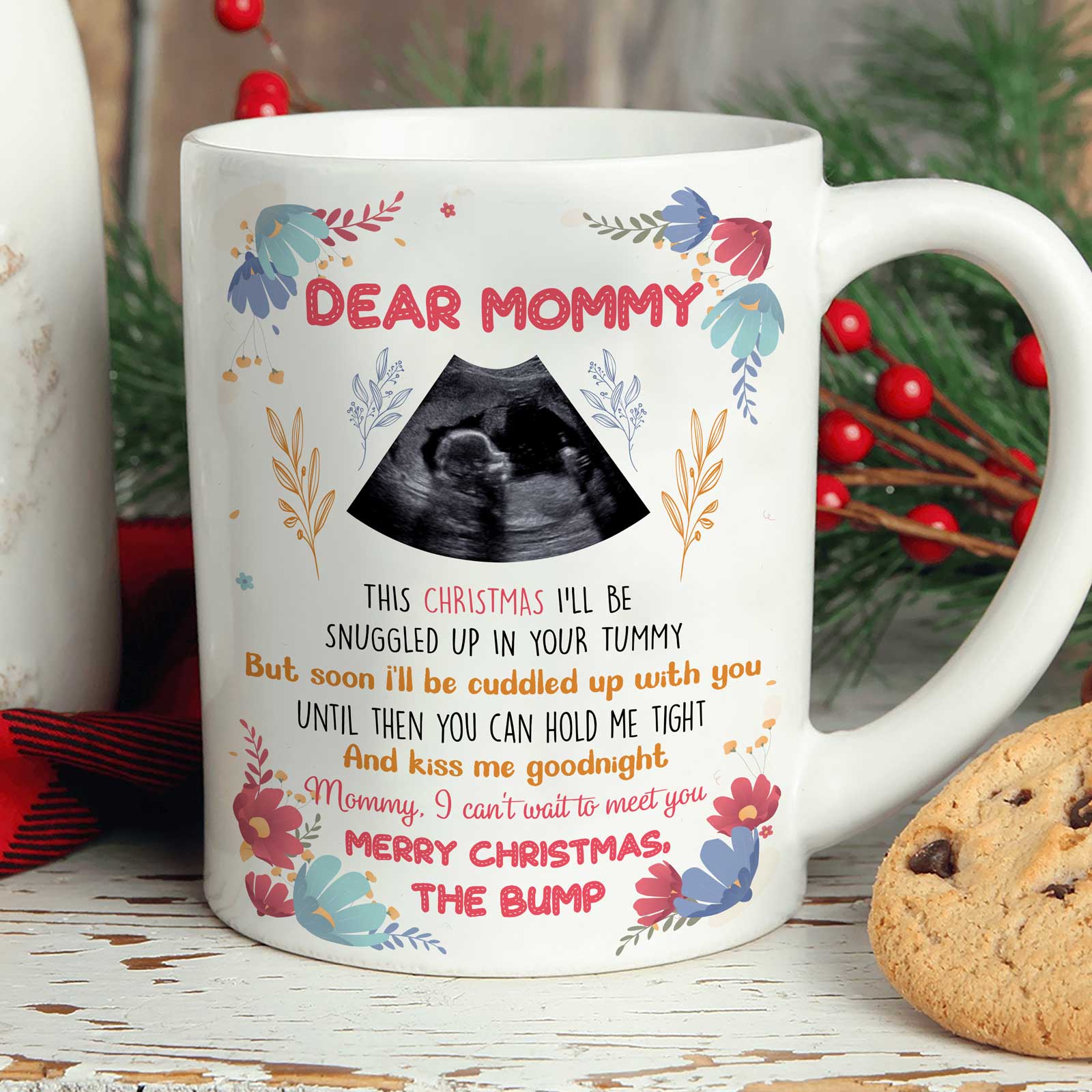 For Expecting Mom Floral Dear Mommy This Christmas Personalized Mug