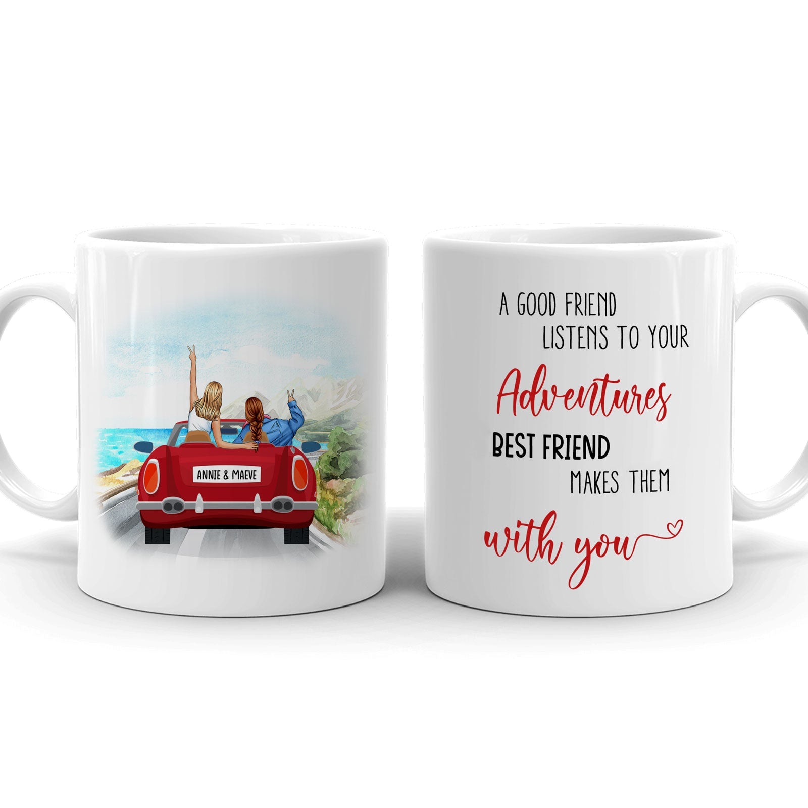 Best Friend Road Trip Red Car Personalized Mug