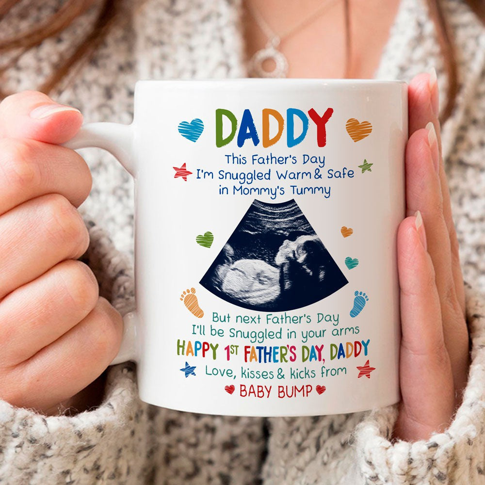 Personalized Father's Day Gift For Dad To Be Colors Snuggled Up Mug