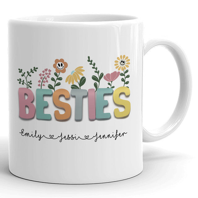 Best Friend Bestie Flower Funny Personalized Mug