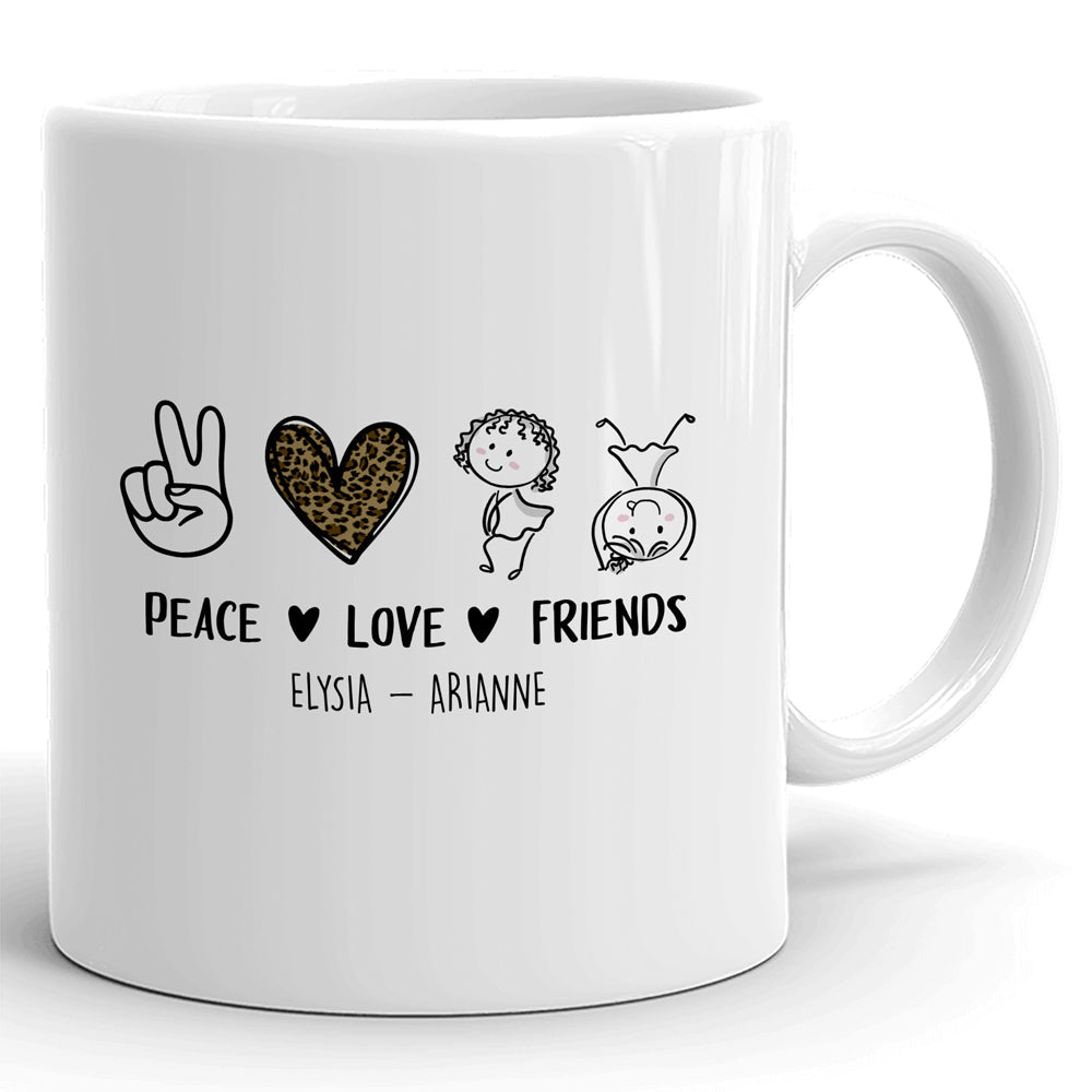 Best Friends Bestie Peace Love Funny Personalized Mug