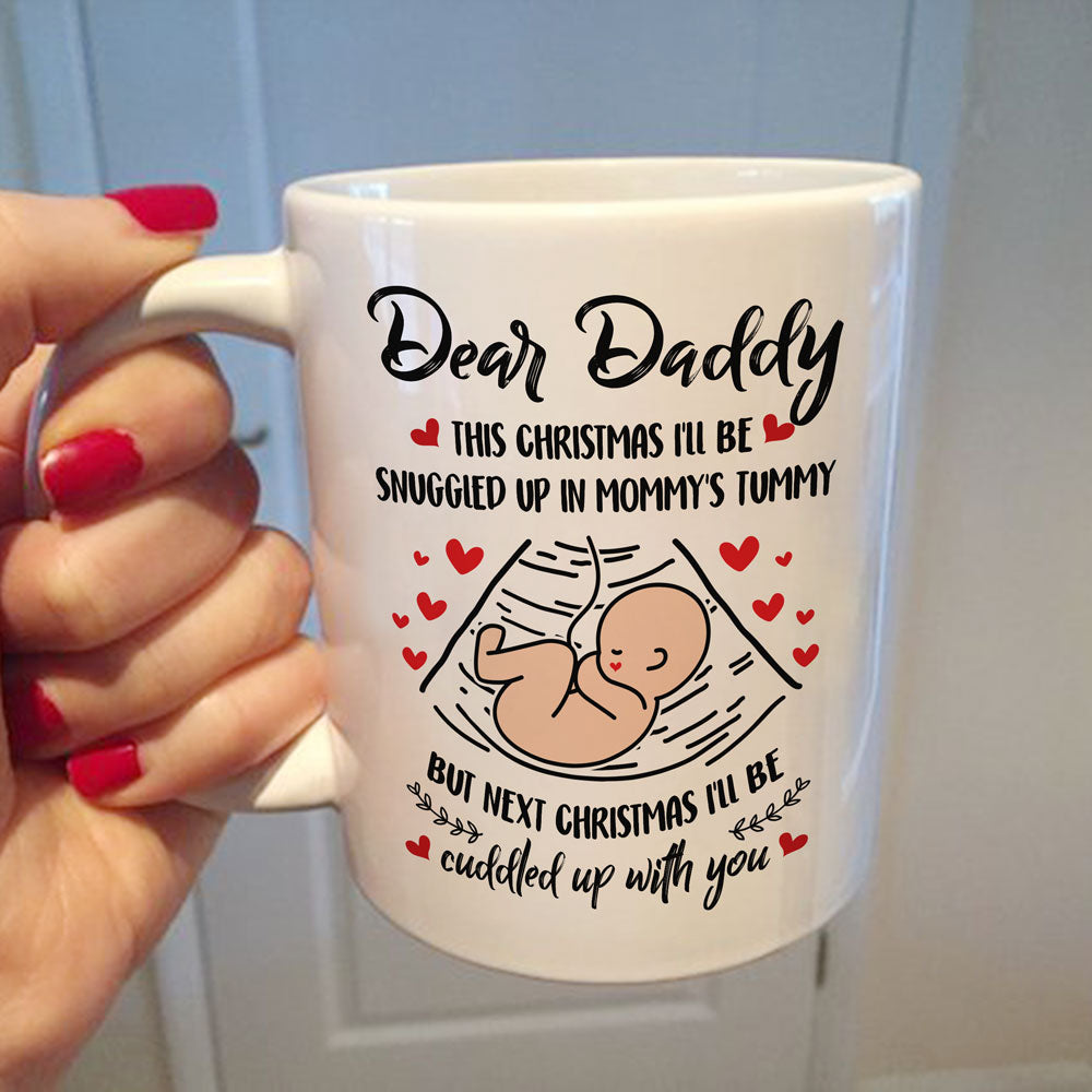 Christmas Gift For Daddy To Be Bump Snuggled Up Mug