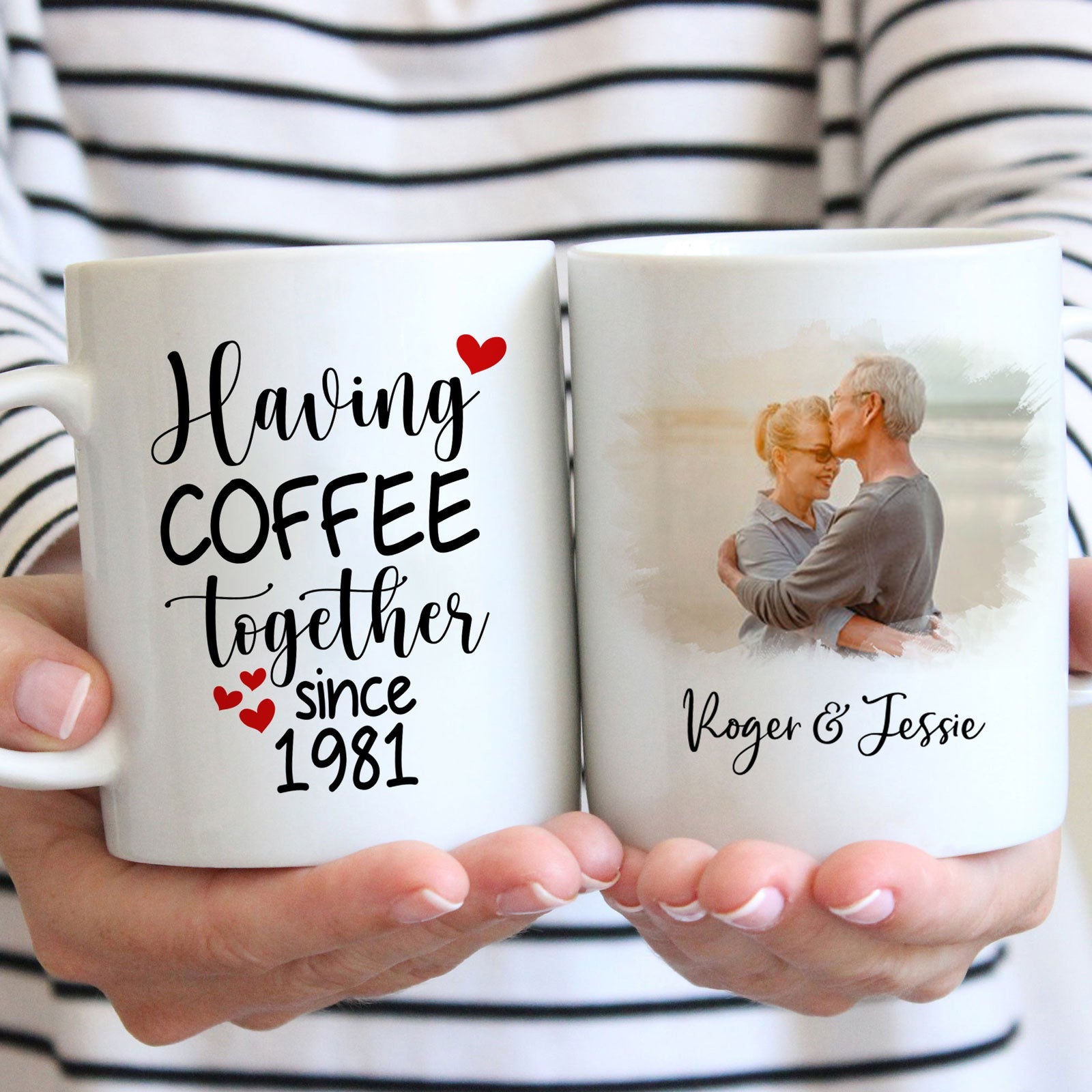 Anniversary For Him Her Having Cofffe Together Personalized Mug