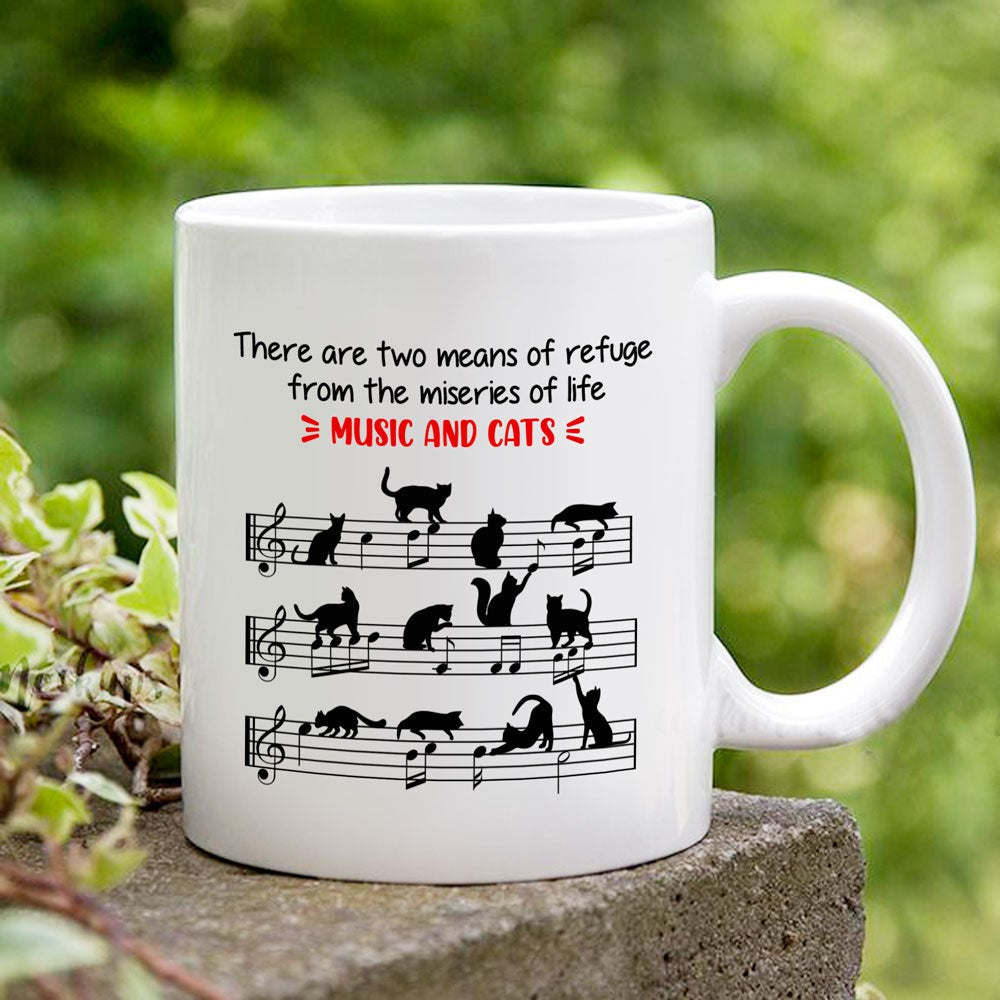 Cat And Music Mug, Cat Piano Mug, Cat Lovers Mug