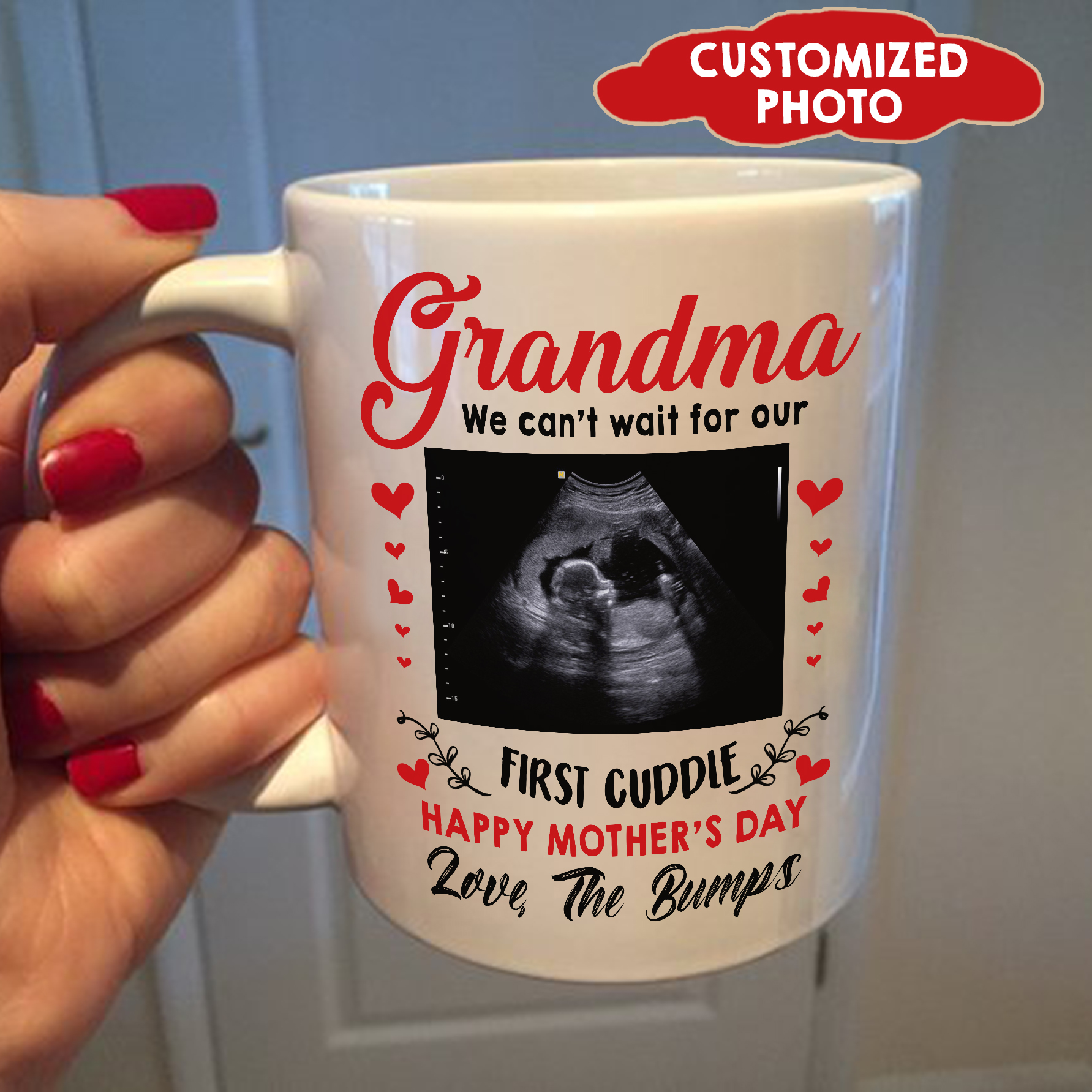 Personalized Mother's Day Gift For Grandma First Cuddle Bump Mug