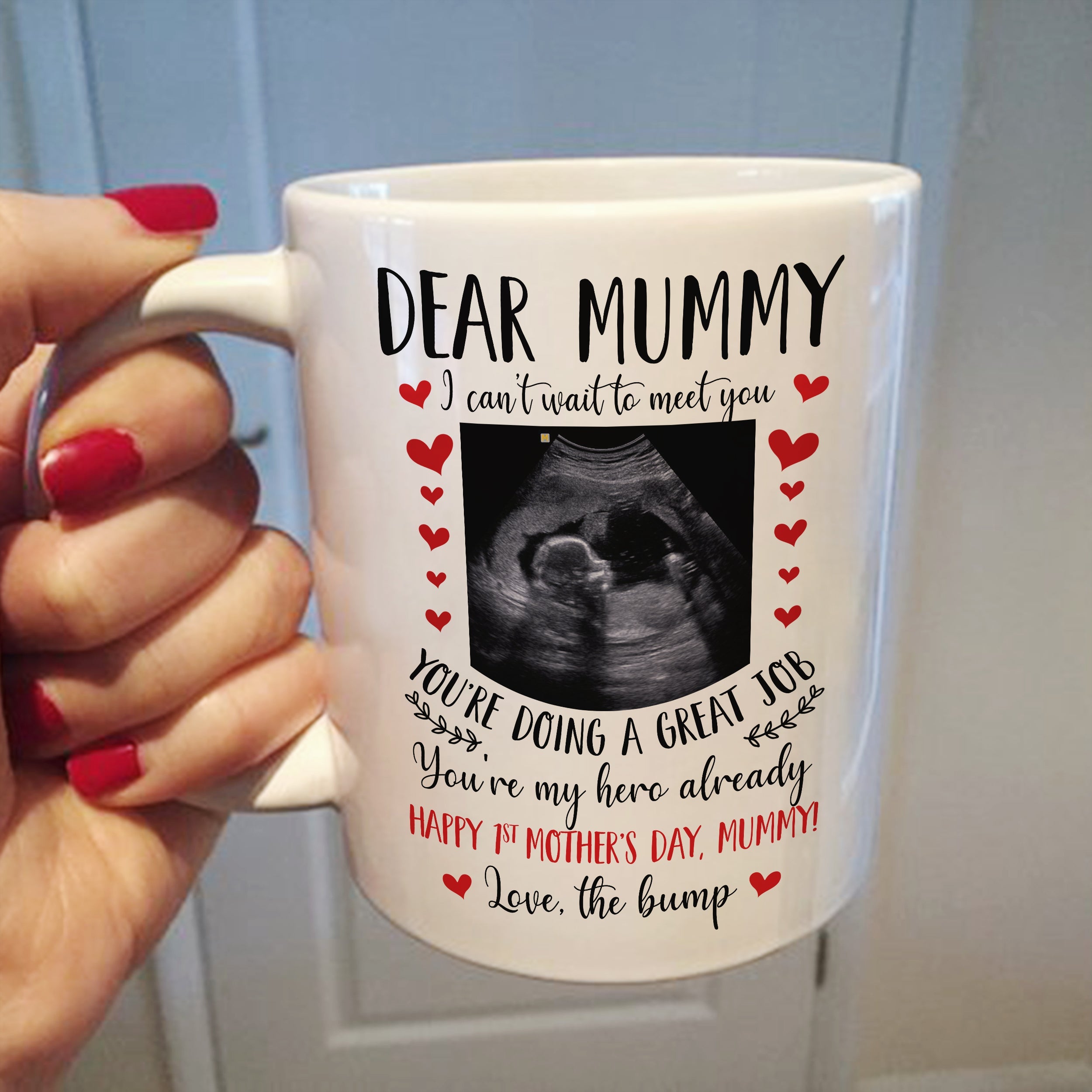 Personalized Mother's Day Expecting Mom You're My Hero Ultrasound Mug